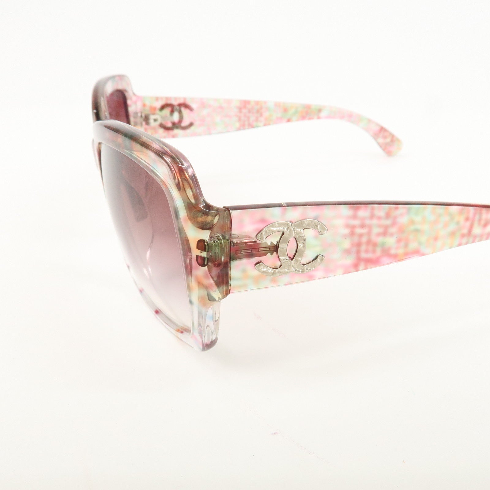 CHANEL COCO Mark Plastic Sunglasses 56□19 Multicolor 5221-A Used