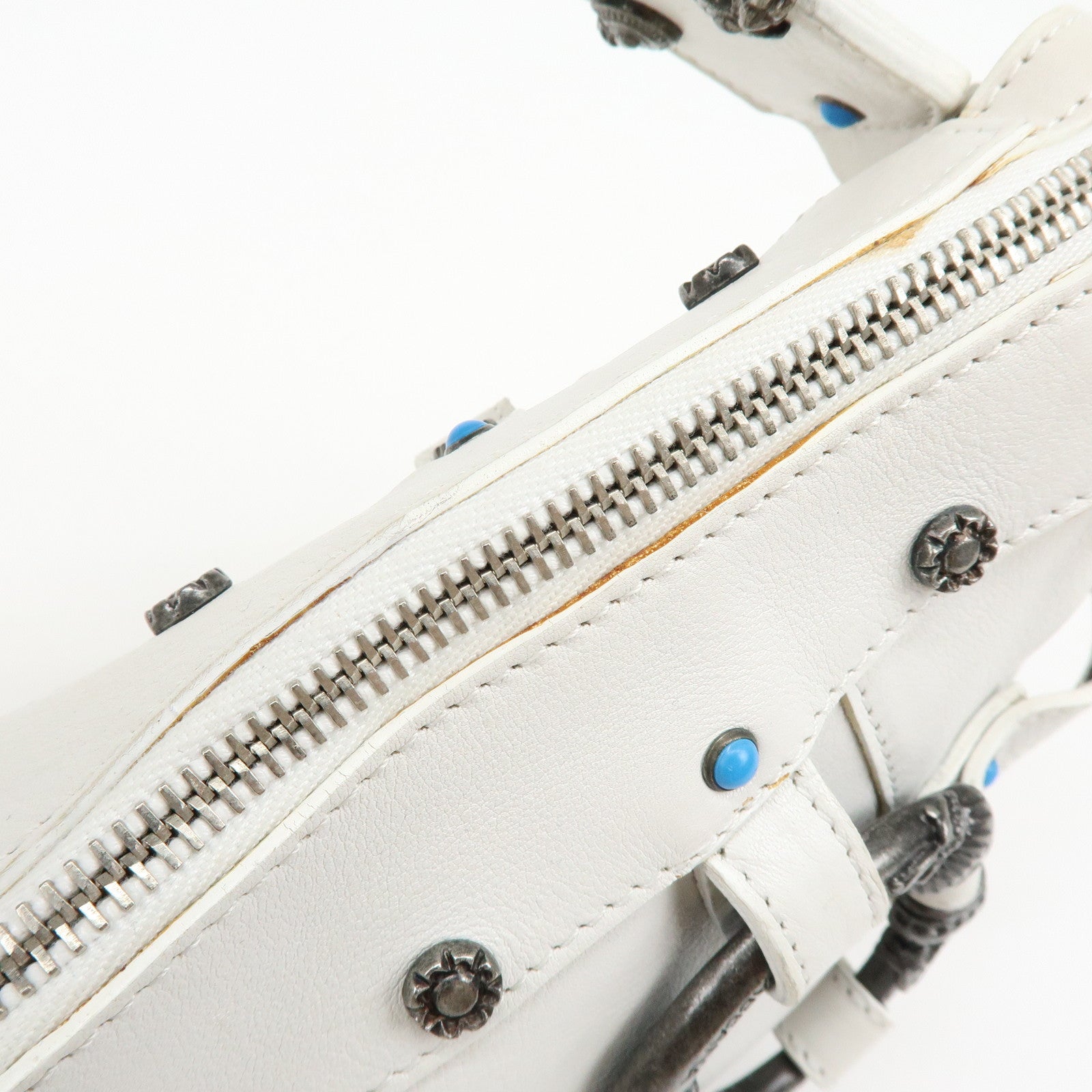 Dolce&Gabbana Leather Hand Bag Shoulder Bag Studs White