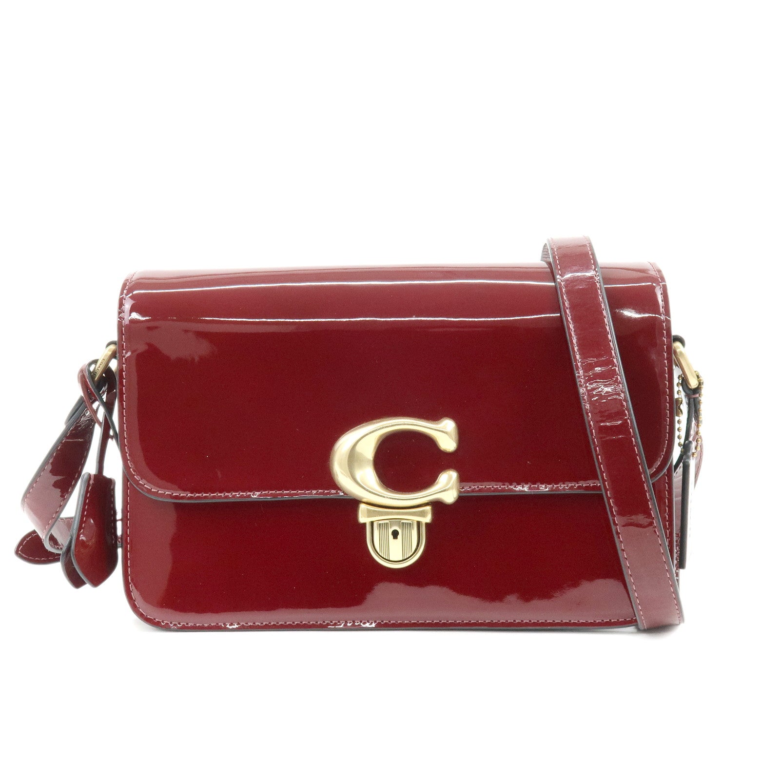 COACH Tabby 26 Patent Leather Shoulder Bag Crossbody Bag Bordeaux