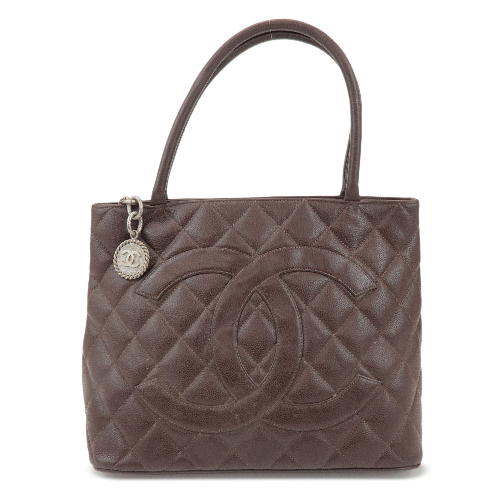 CHANEL Matelasse COCO Mark Caviarskin Medallion Tote Bag A01804