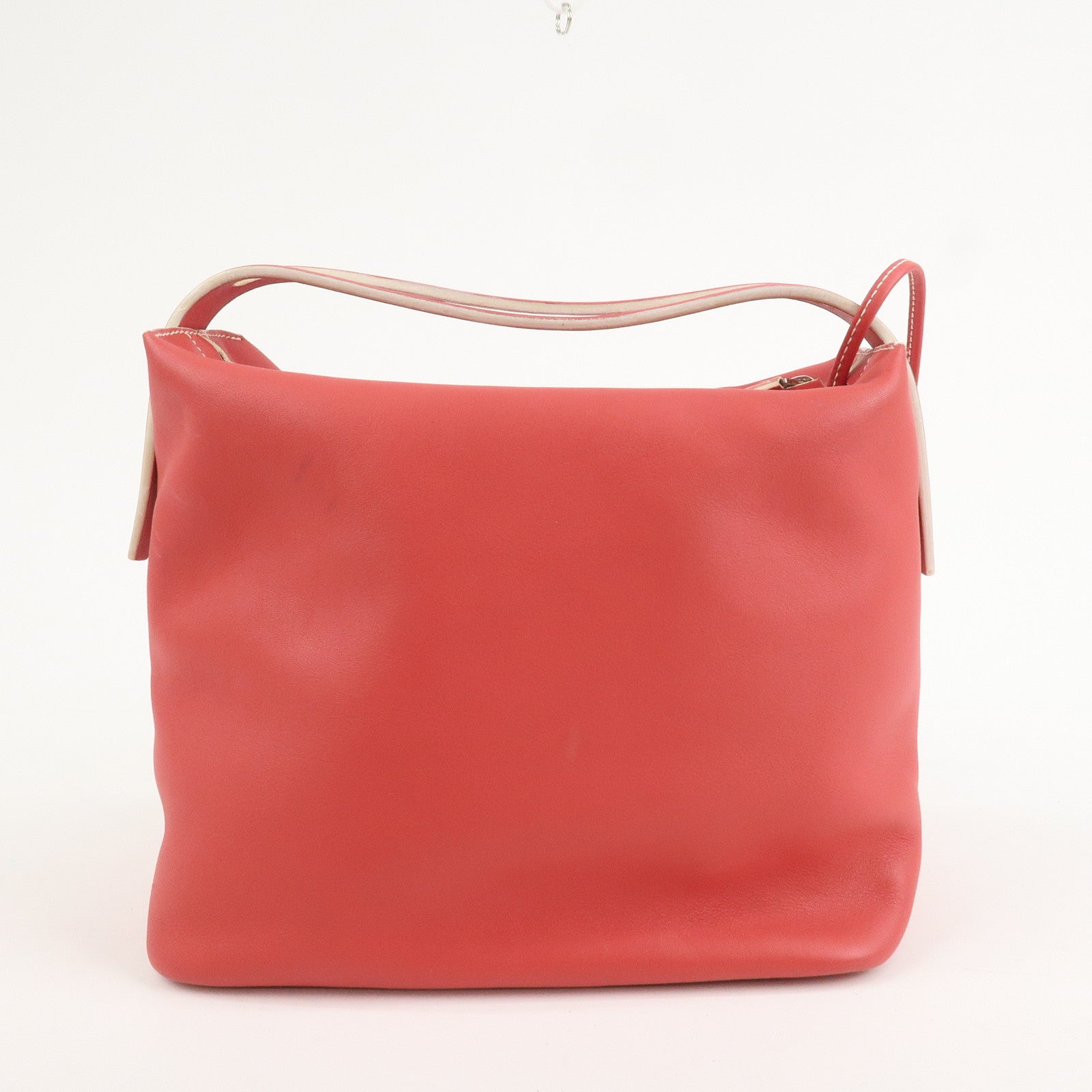 LOEWE Leather Hand Bag Red White Silver Hardware