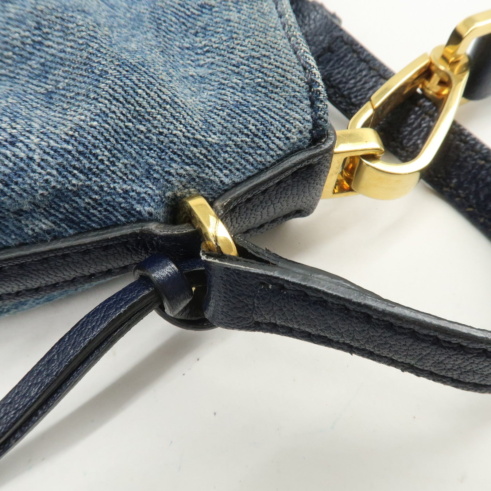 MIU MIU Madras Leather Denim 2Way Bag Hand Bag Shoulder Bag RR1951