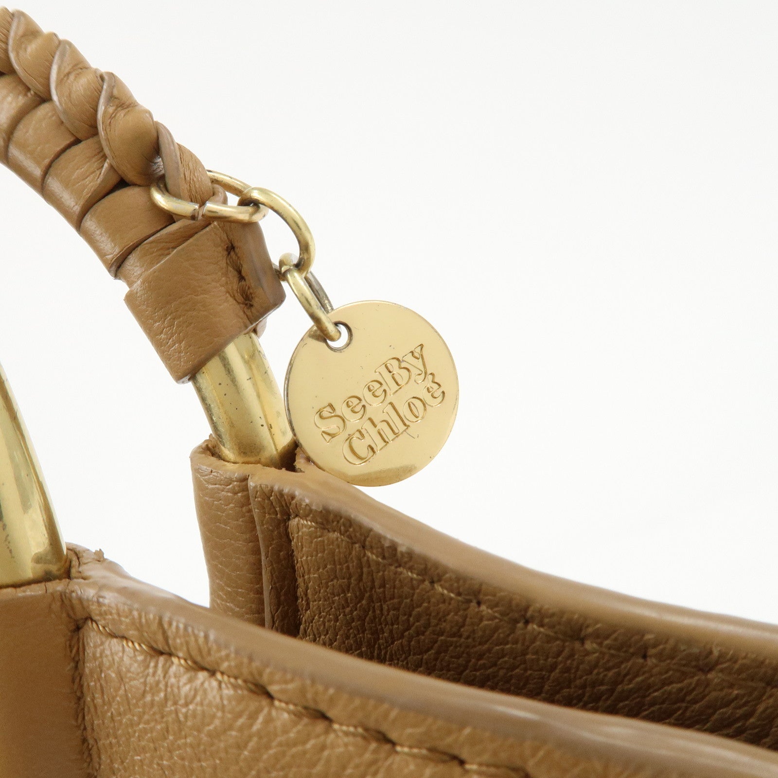Chloe See by Chloe Leather 2Way Bag Hand Bag Shoulder Bag Beige