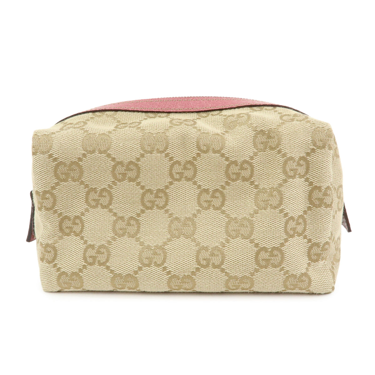 GUCCI GG Canvas Leather Pouch Cosmetic Case Beige Pink 29595