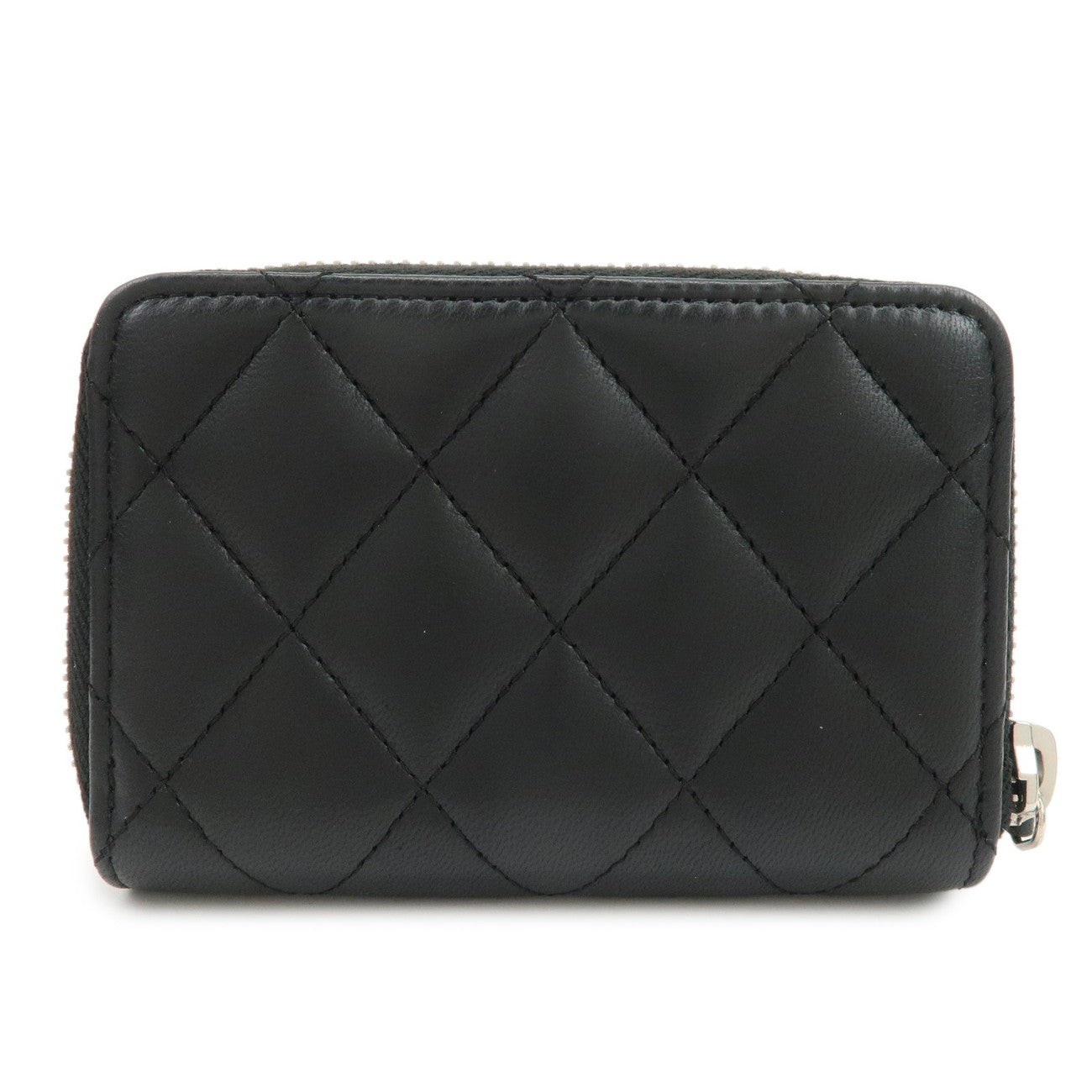 CHANEL COCO Mark Matelasse Lamb Skin Coin Case Coin Holder Black