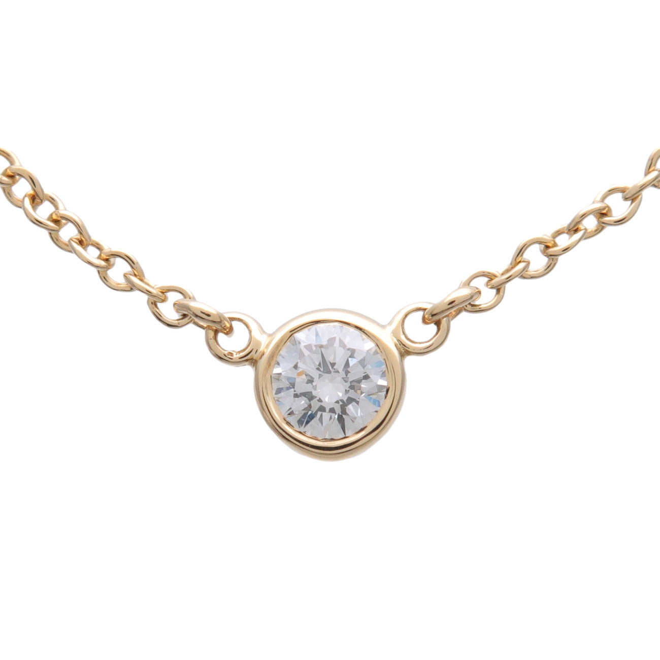 Tiffany & Co By The Yard 1P Diamond Necklace K18 750YG Yellow Gold