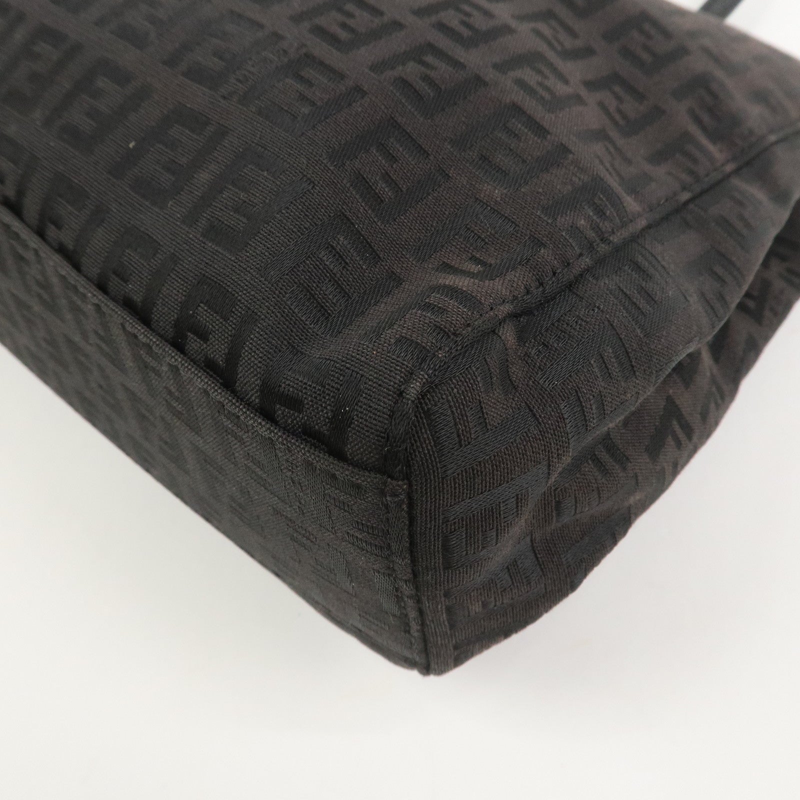 FENDI Zucchino Canvas Leather Hand Bag Tote Bag Dark Brown 8BH132