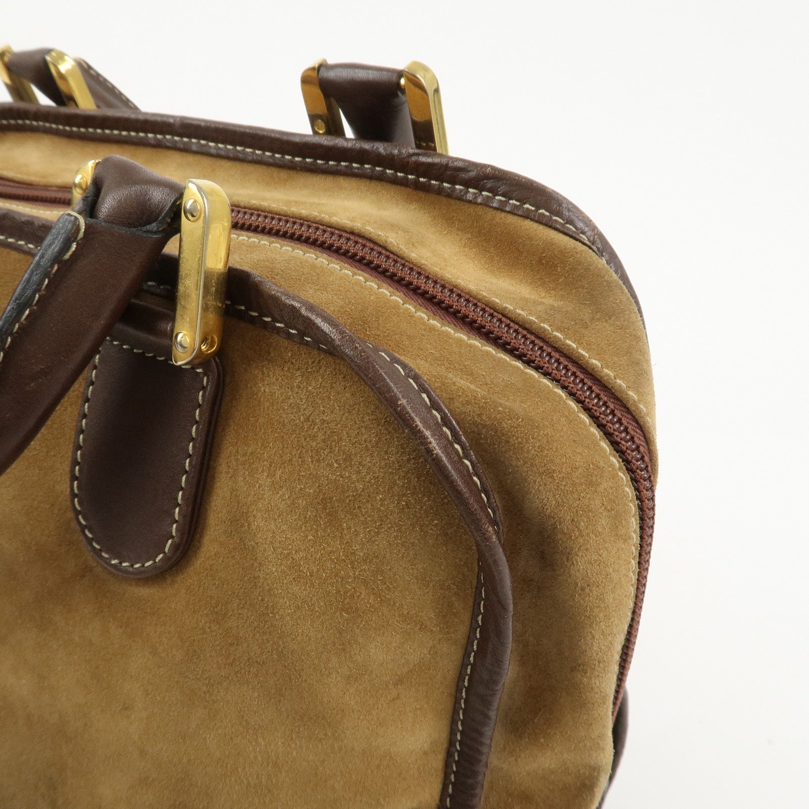 LOEWE Anagram Logo Amazona 32 Suede Hand Bag Boston Bag Camel