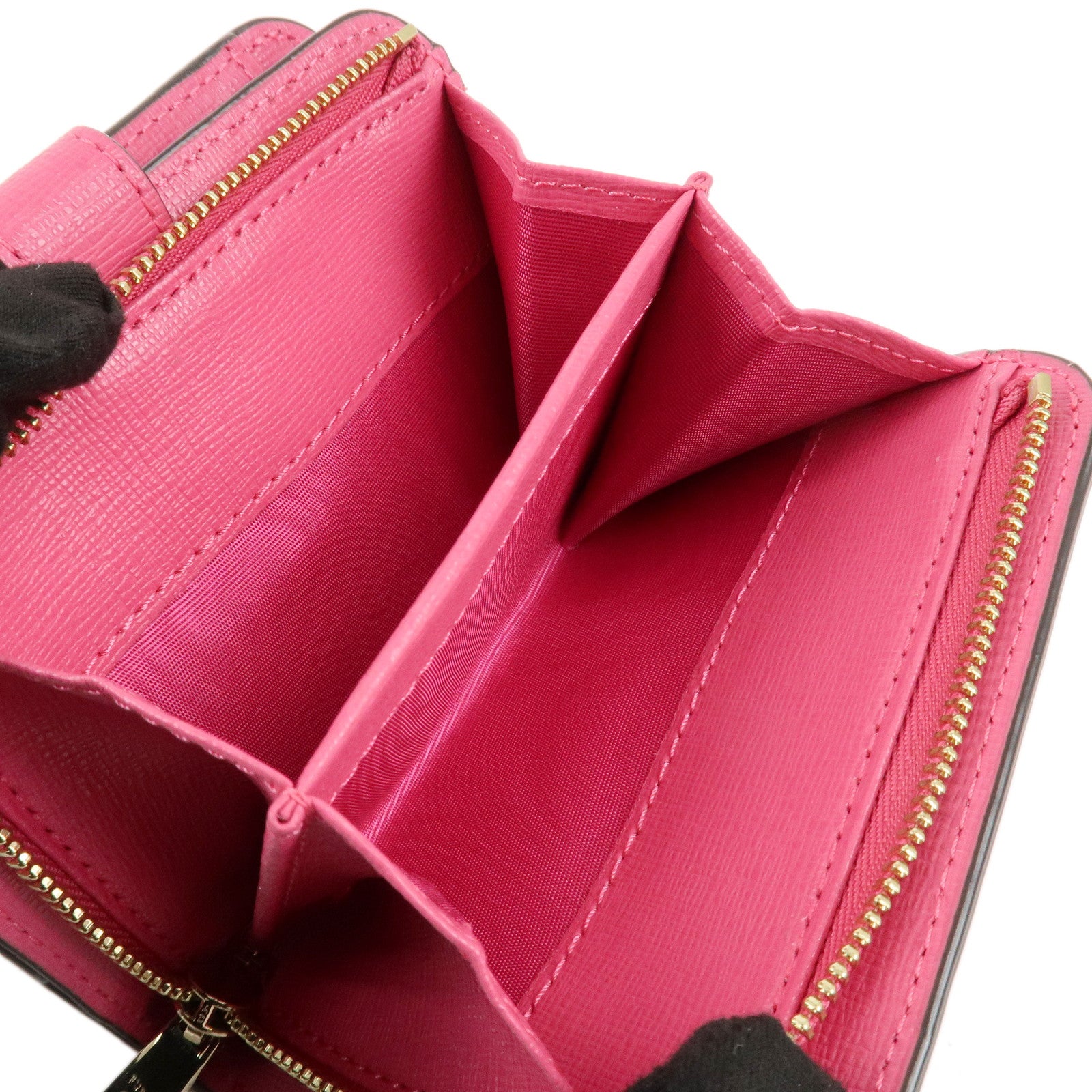 Furla Babilon Logo Leather Bi-fold Wallet Compact Wallet Pink Used