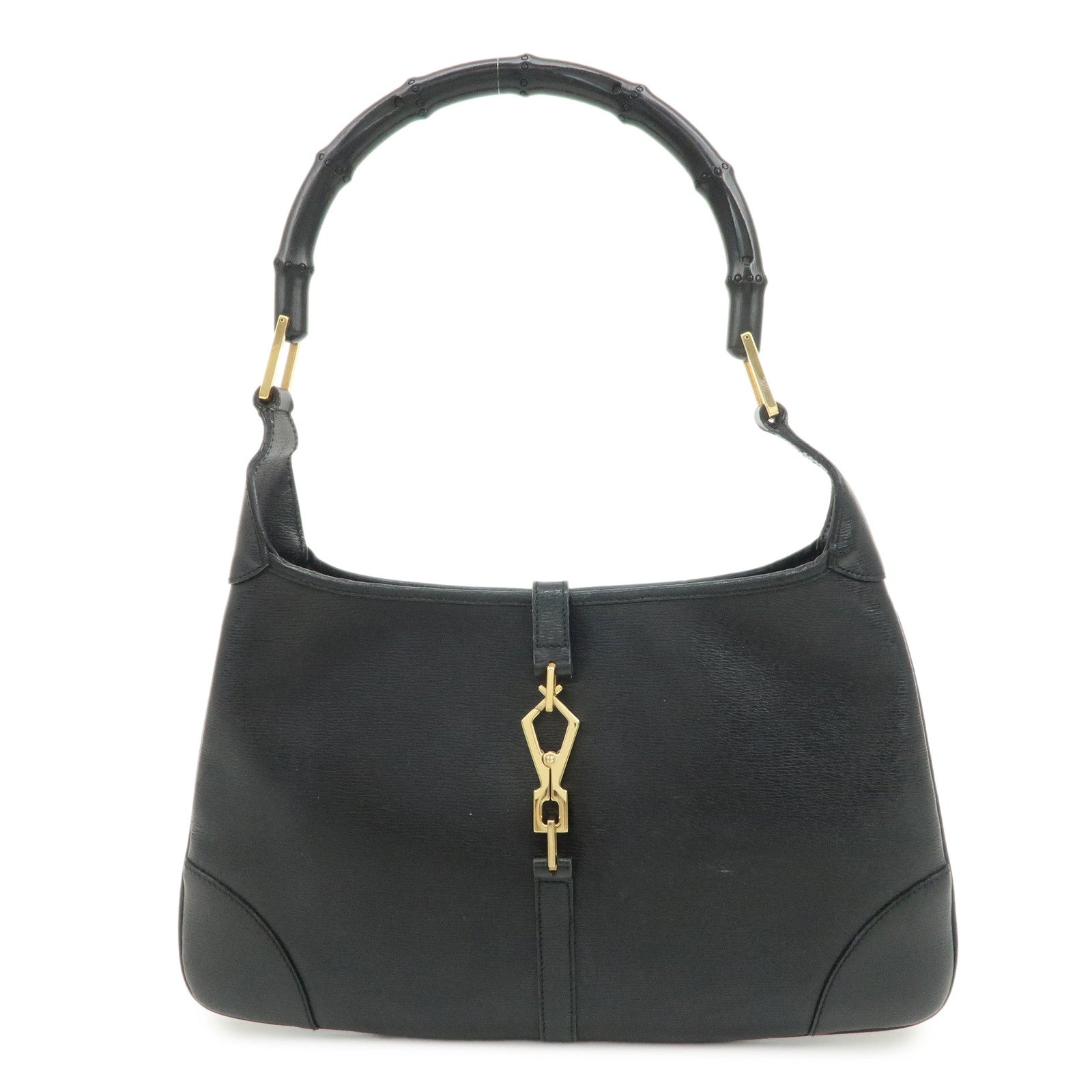 GUCCI Bamboo Leather Kandinsky Shoulder Bag Black 001・4060・002058
