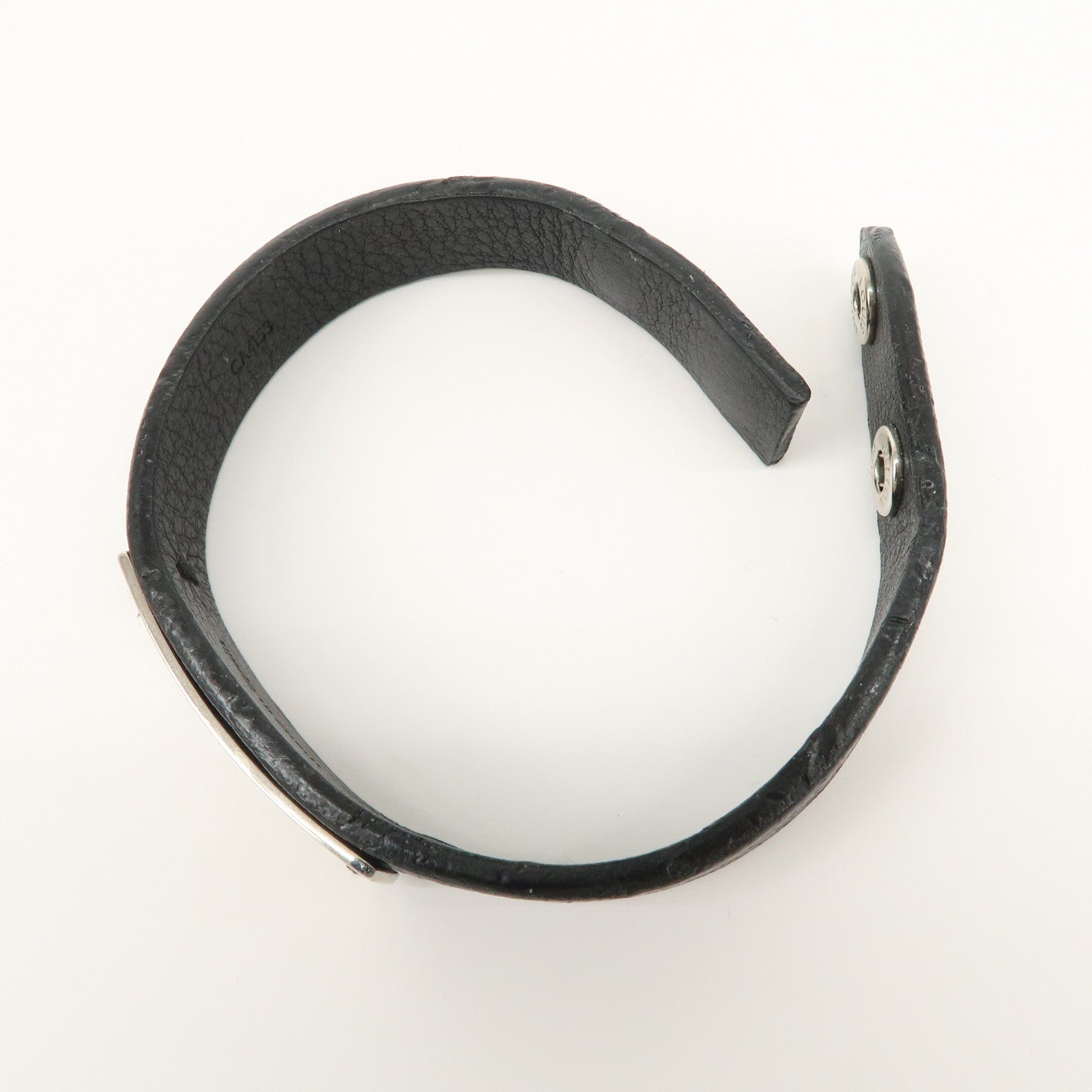 Louis Vuitton Leather Metal Bracelet Pression Black M6512
