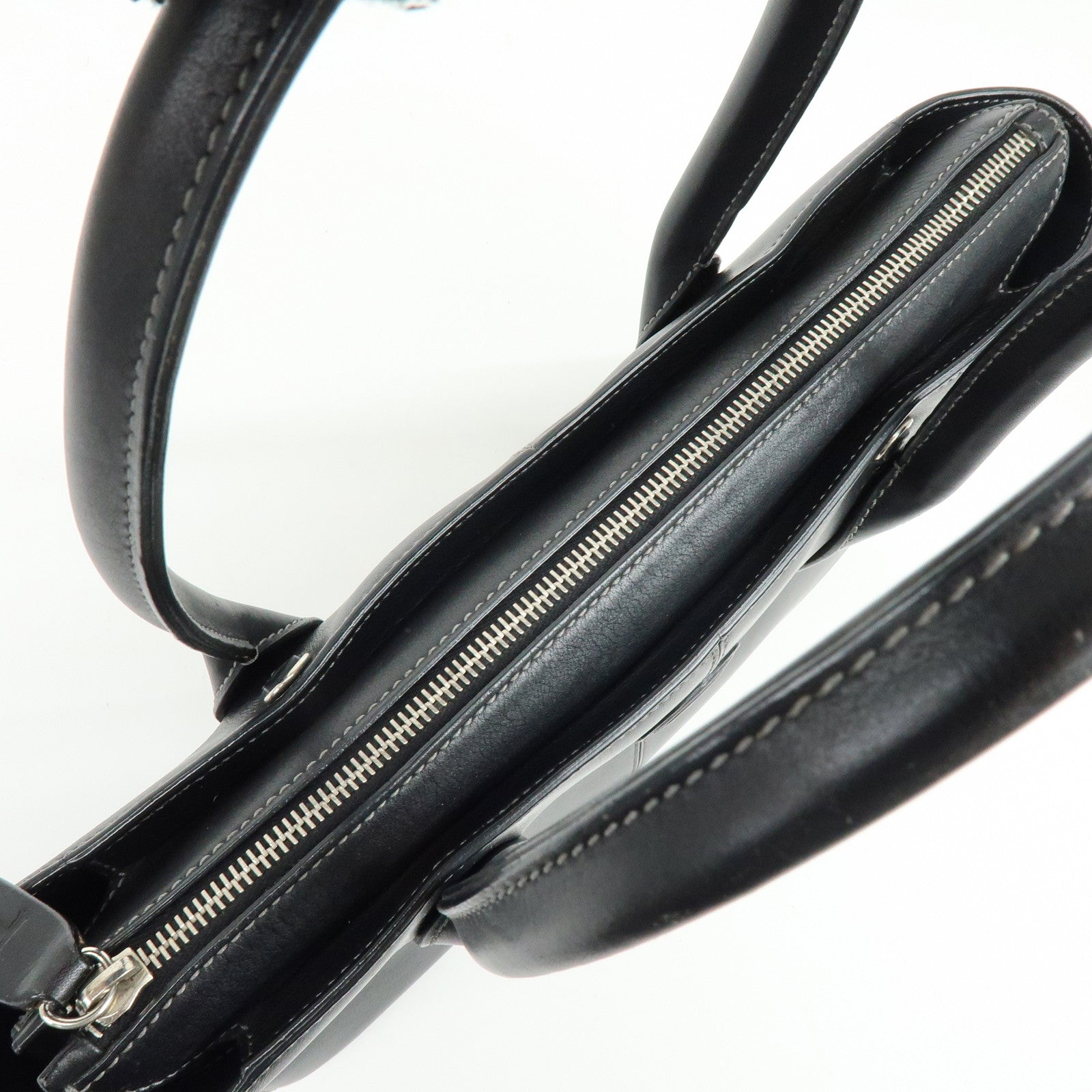 TOD'S Leather Stitch 2Way Bag Tote Bag Hand Bag Black