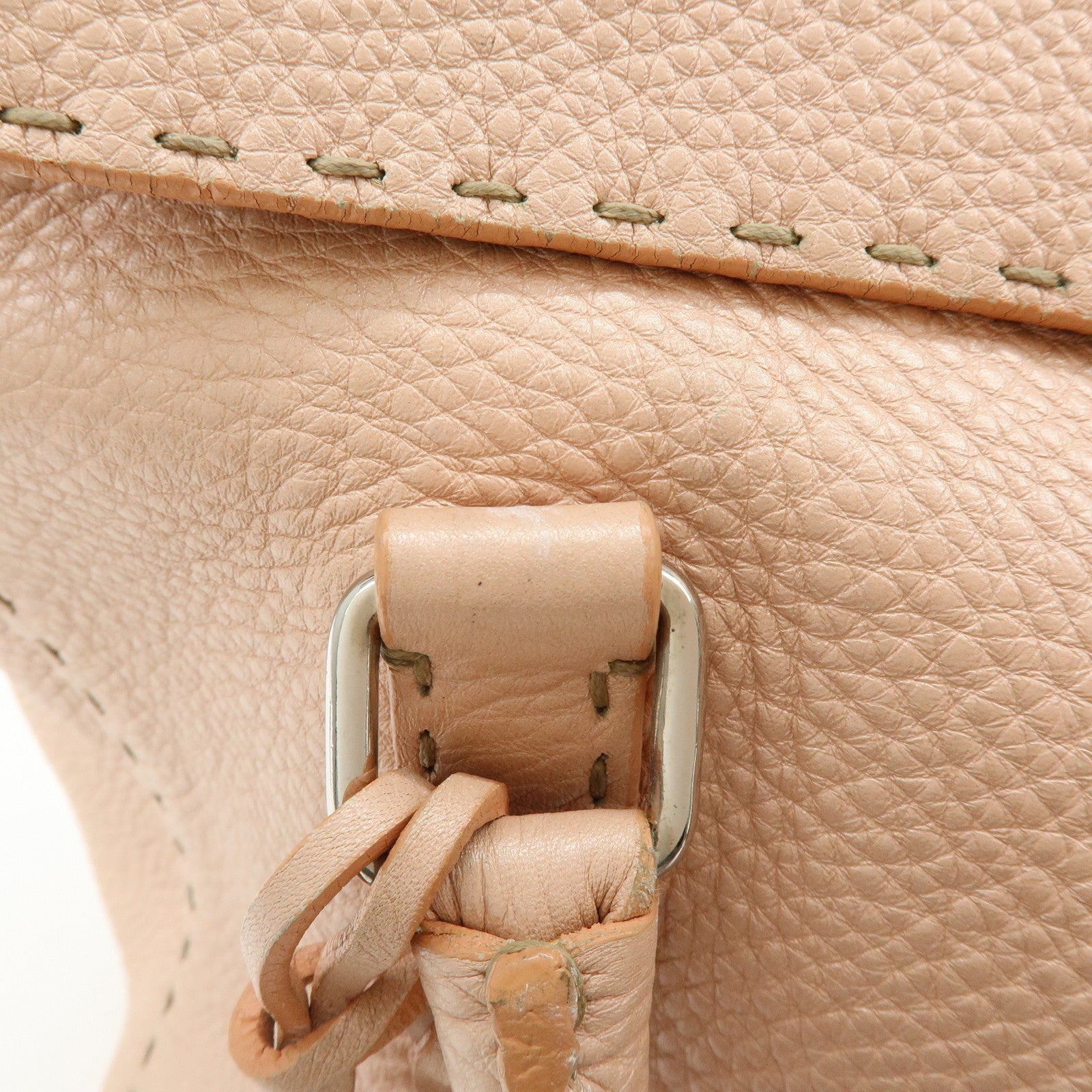 FENDI Selleria Leather Hand Bag Shoulder Bag Pink 8BR458