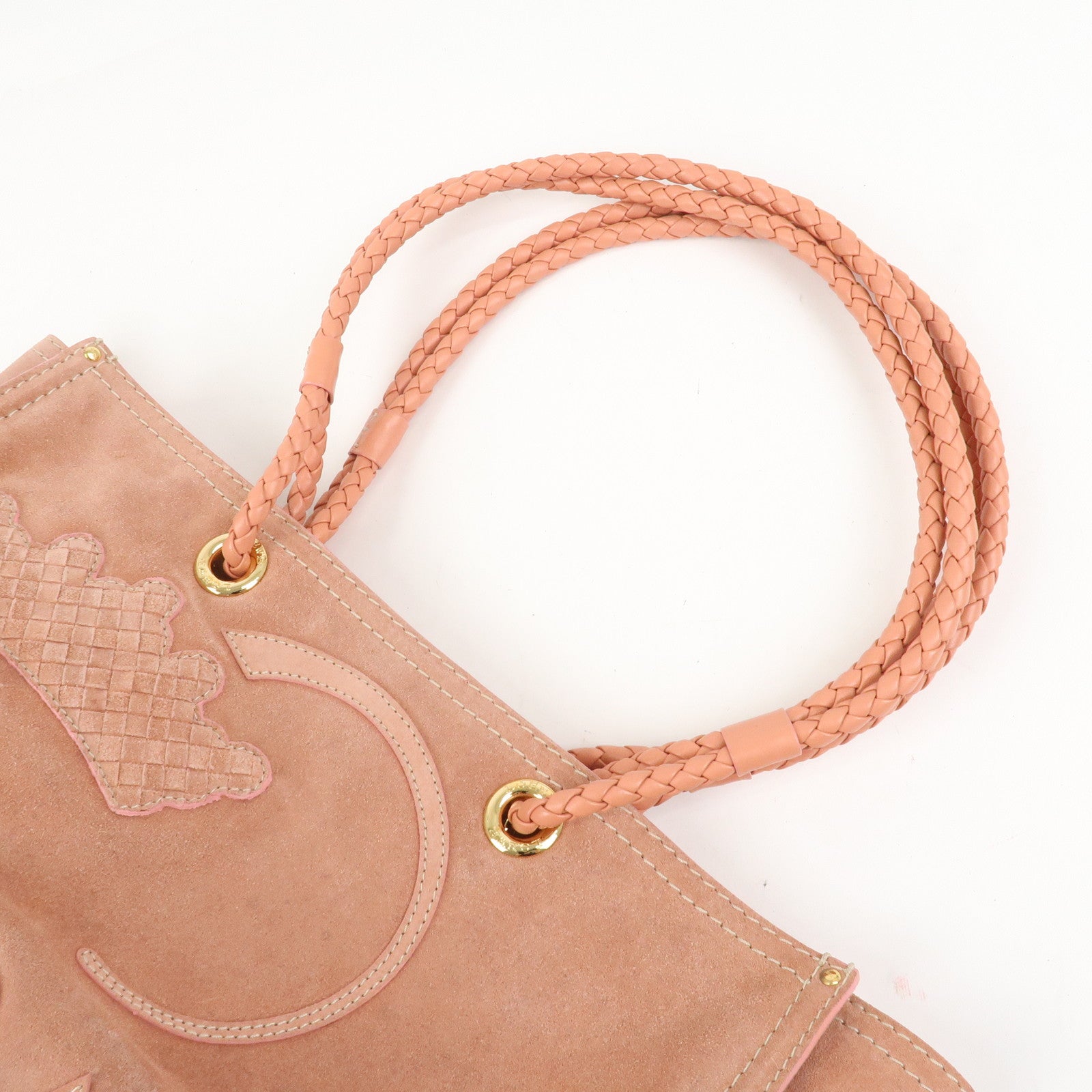 LOEWE Suede Leather Shopper Tote Bag Shoulder Bag Pink