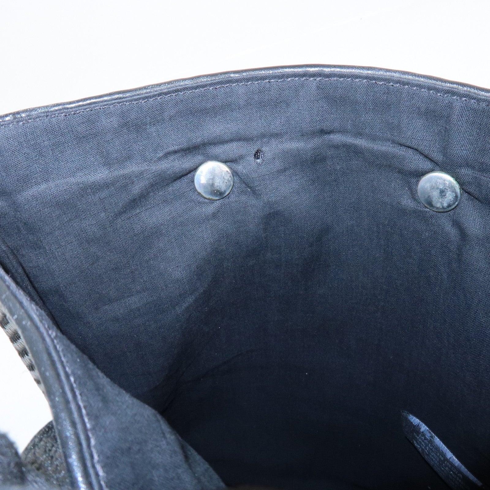 HERMES Amedaba PM Diago Canvas Leather Tote Bag Hand Bag Black