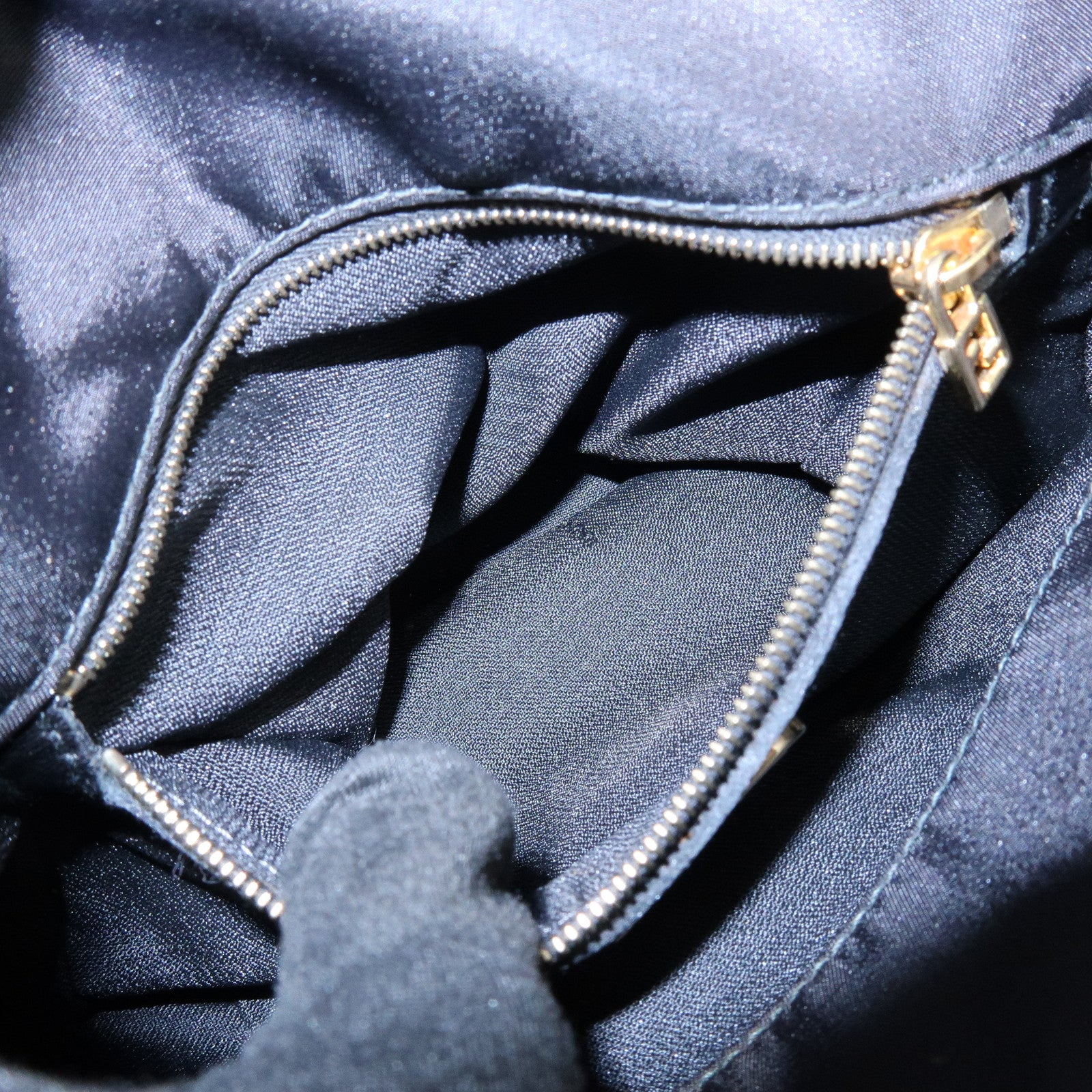 FENDI Nylon Leather Hand Bag Shoulder Bag Black 15333