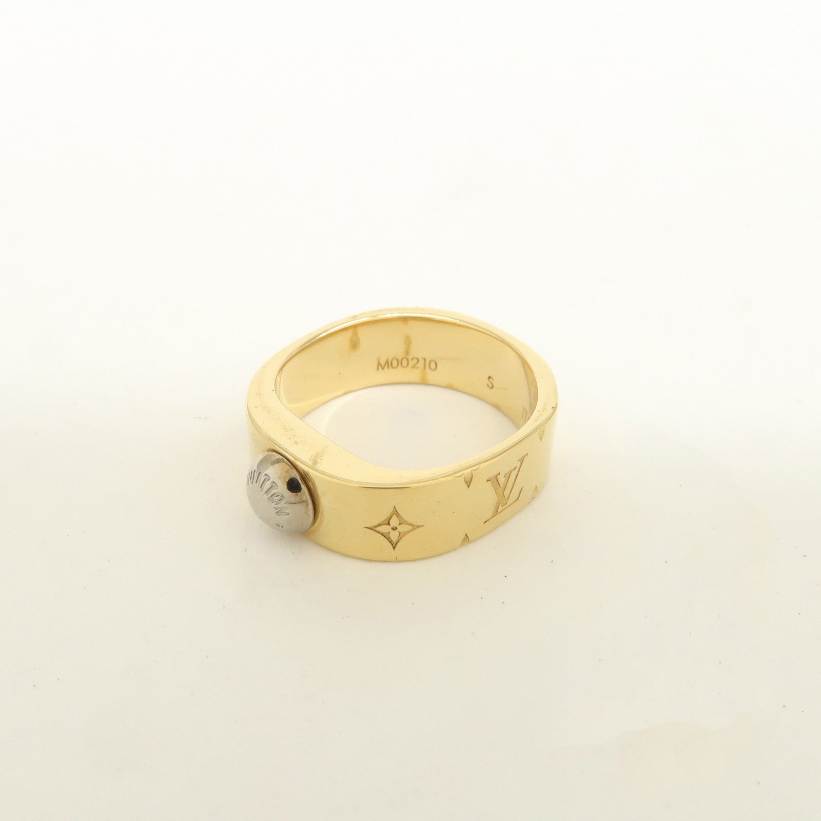Louis Vuitton Nanogram Bague Metal Ring Size S Gold M00210