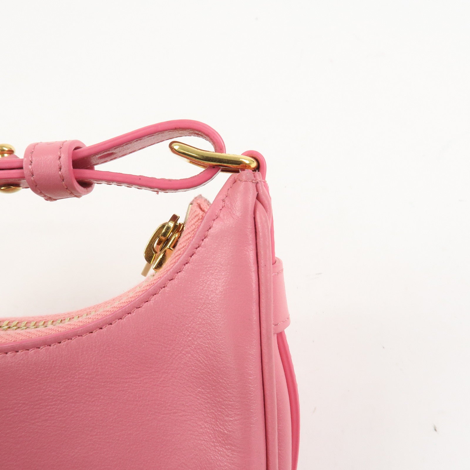 CELINE Ava Leather Hand Bag Hand Pouch Pink