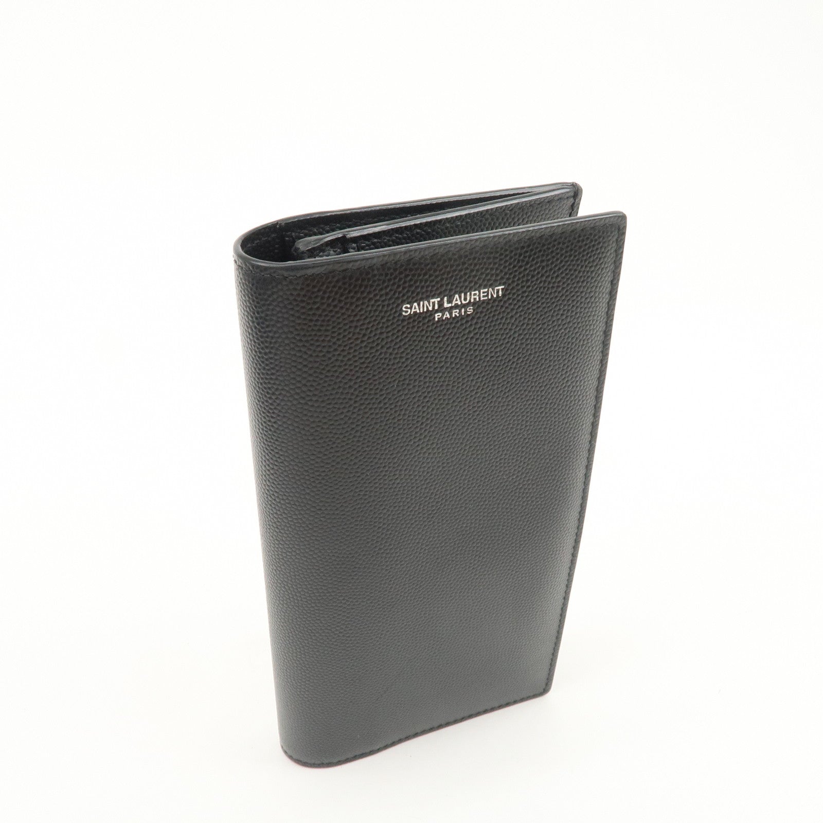 SAINT LAURENT PARIS Leather Bi-fold Long Wallet Black 396308