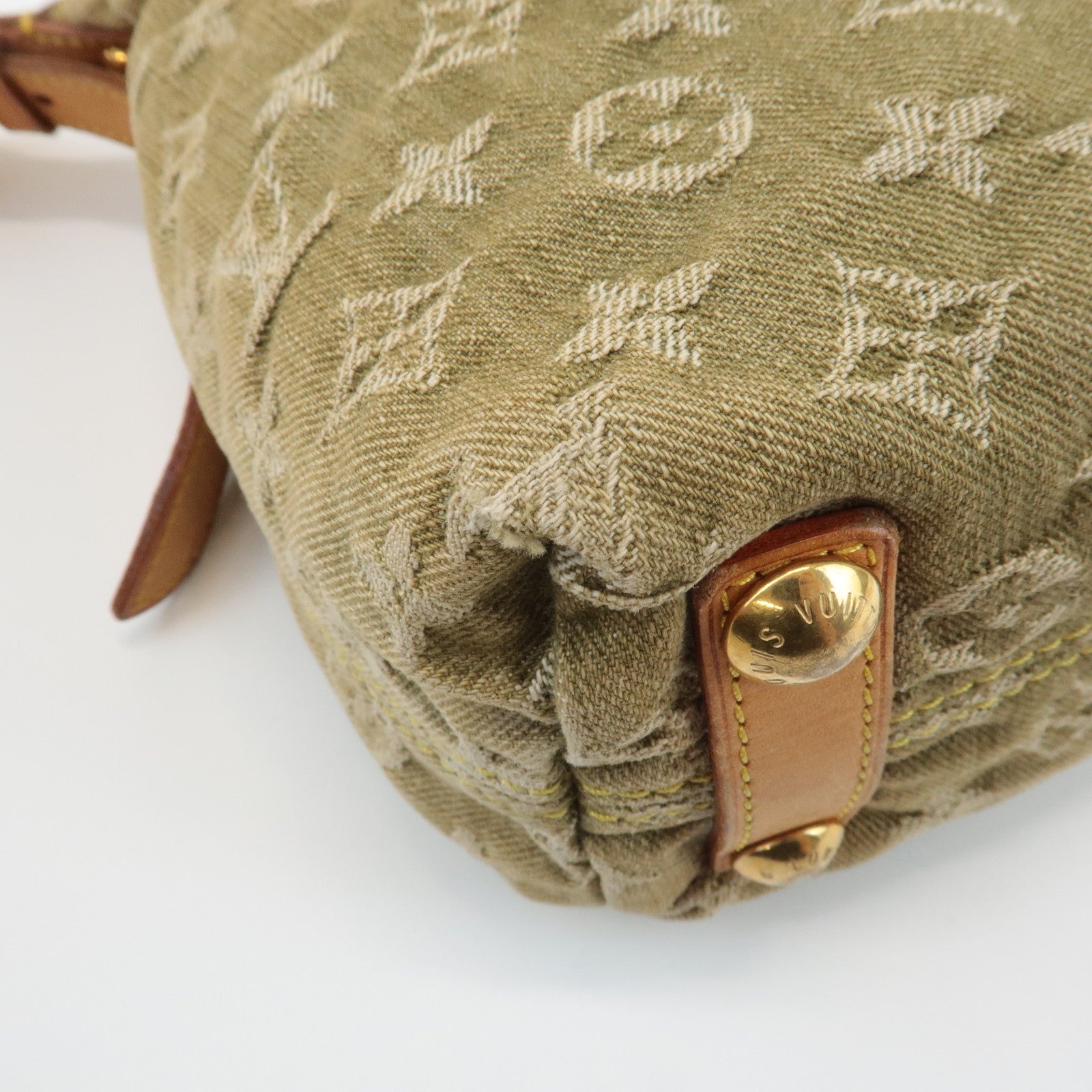 Louis Vuitton Monogram Denim Baggy PM 2Way Shoulder Bag Khaki M95213 Used