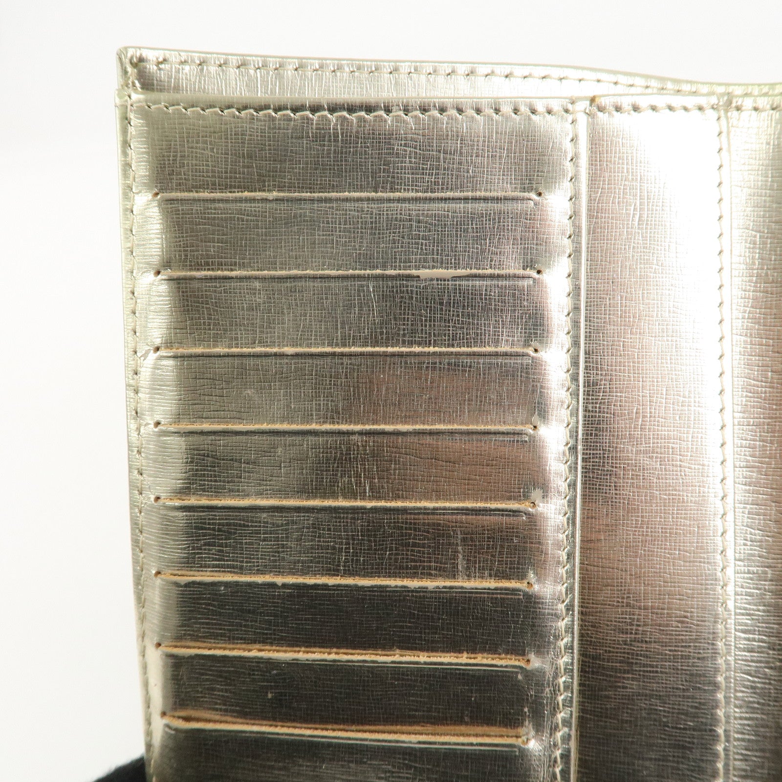 CHANEL Leather Coco Mark Long Wallet Gold Gold Hardware A27156 Used