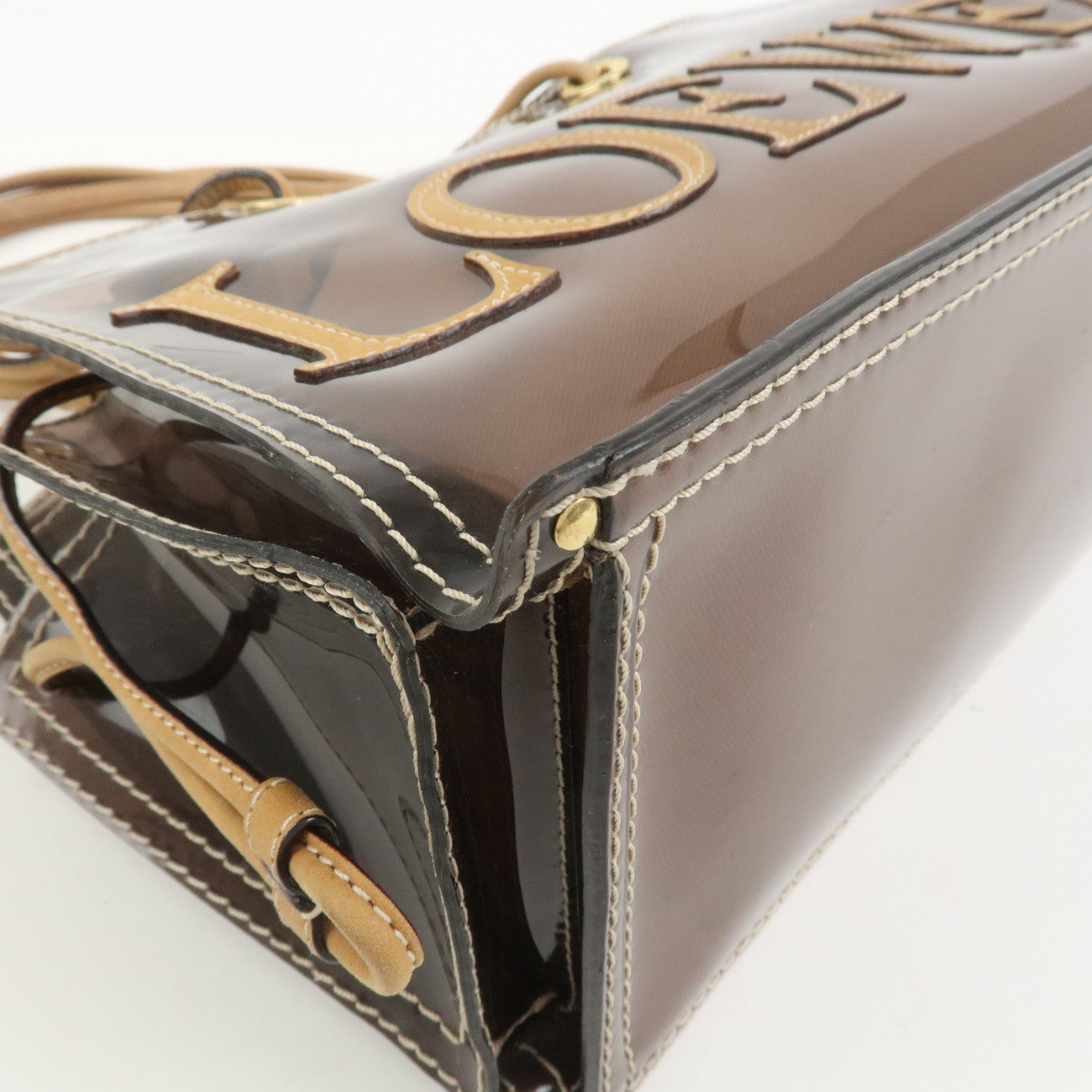 LOEWE Anagram PVC Leather Tote Bag Shoulder Bag Brown