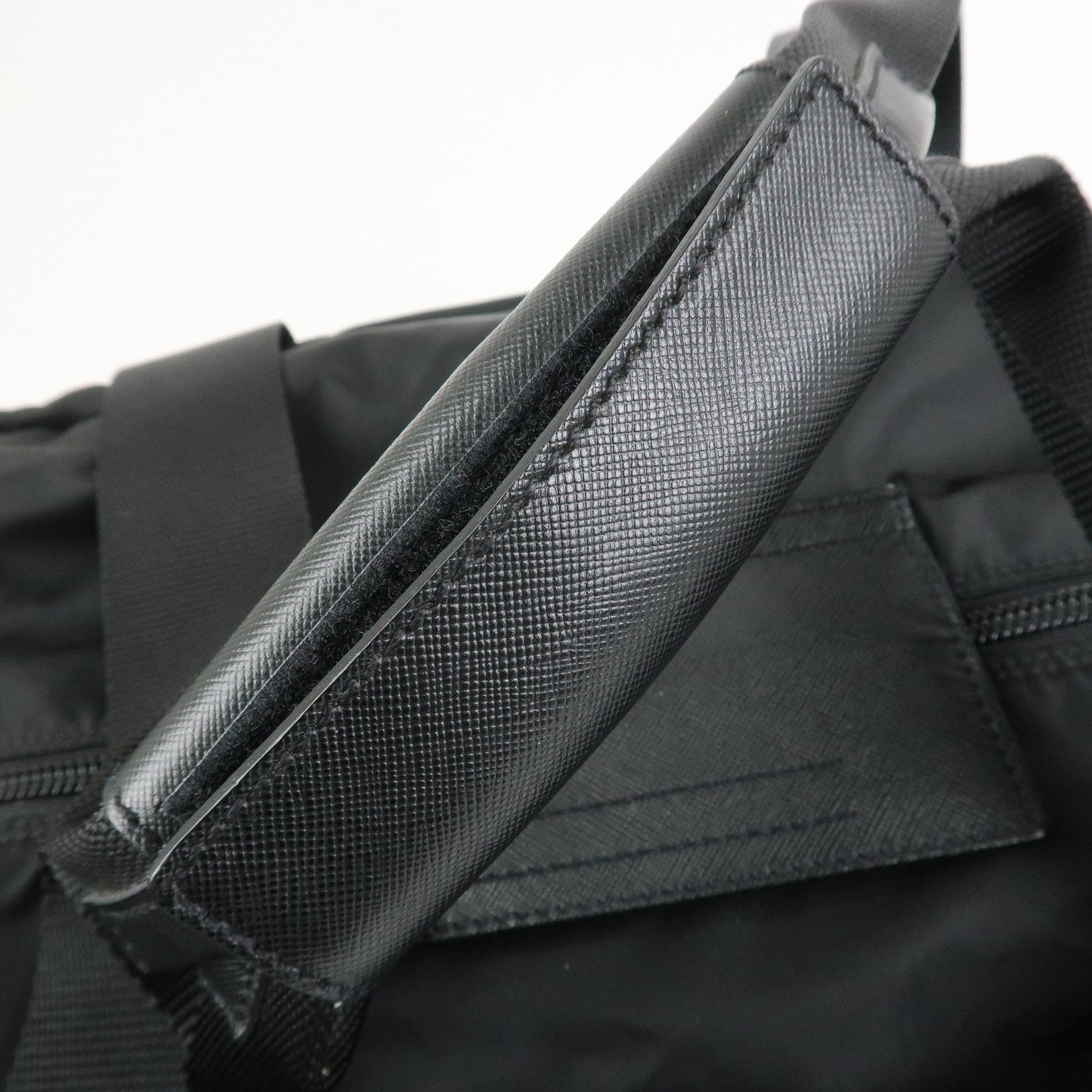 PRADA Nylon Saffiano Leather 2WAY Bag Boston Bag Black VS001S
