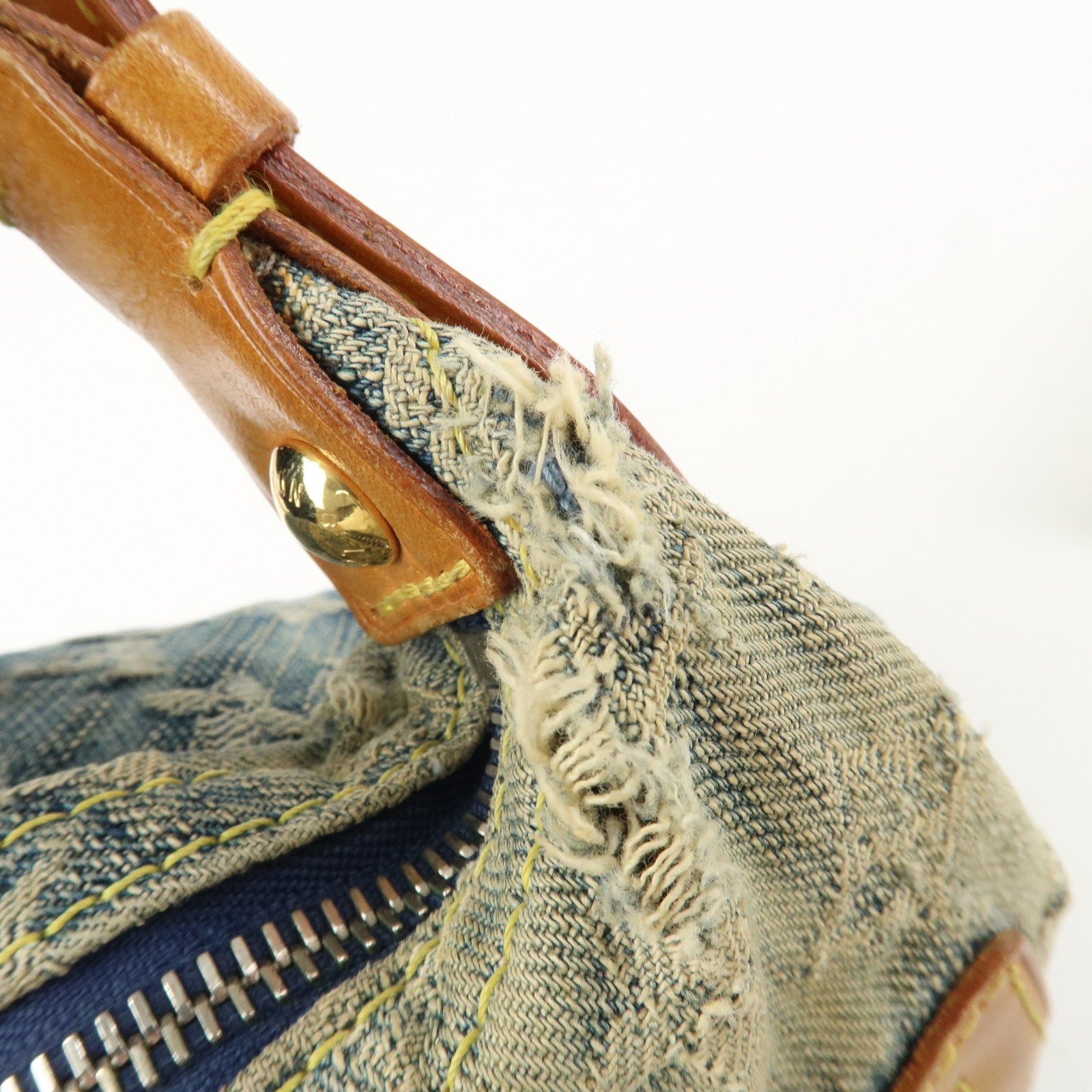 Louis Vuitton Monogram Denim Baggy PM 2Way Shoulder Bag Blue M95049 Used