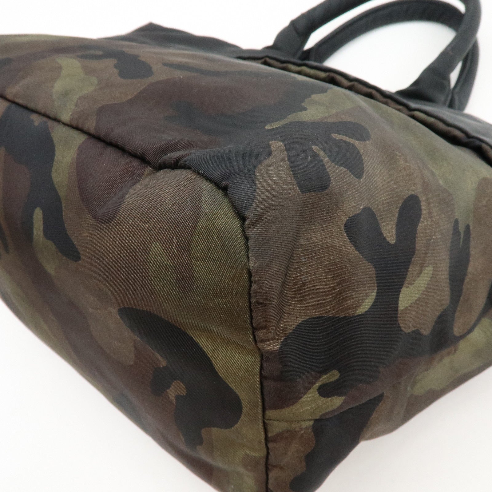 PRADA Triangle Logo Nylon Leather Camouflage Reversible 2Way Bag