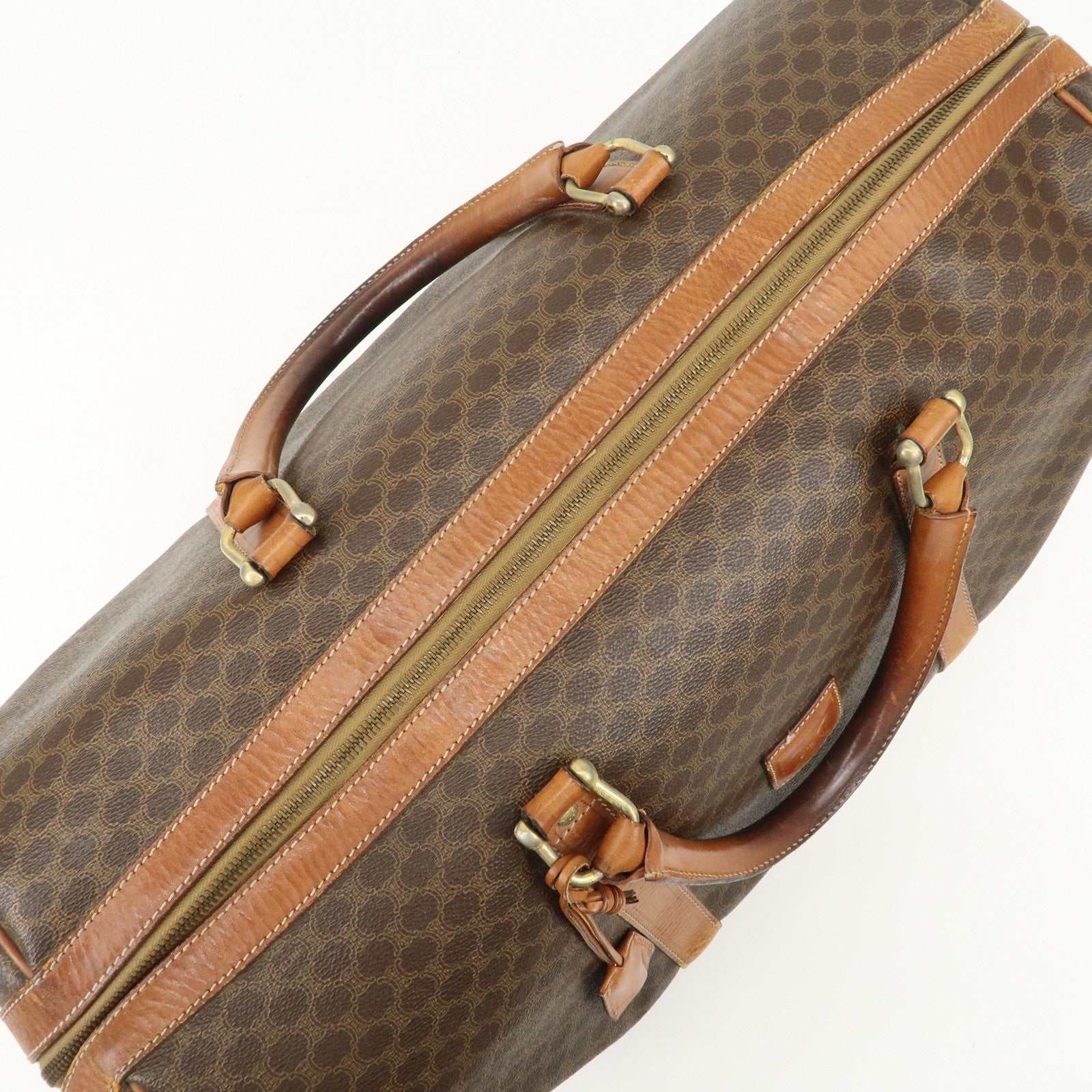 CELINE Macadam PVC Leather Boston Bag Travel Bag Brown