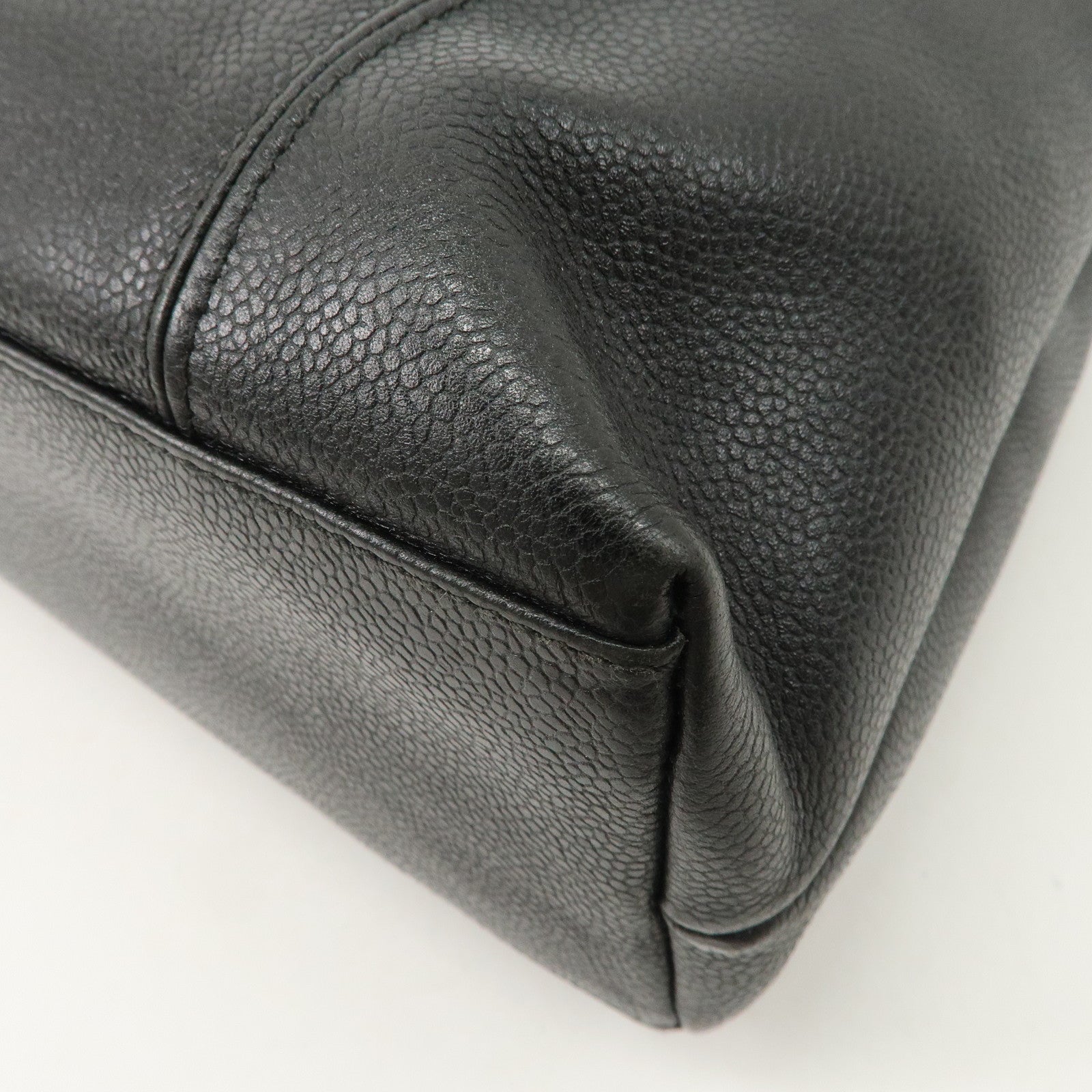 CHANEL Caviarskin Tote Bag Hand Bag Shoulder Bag Black Used