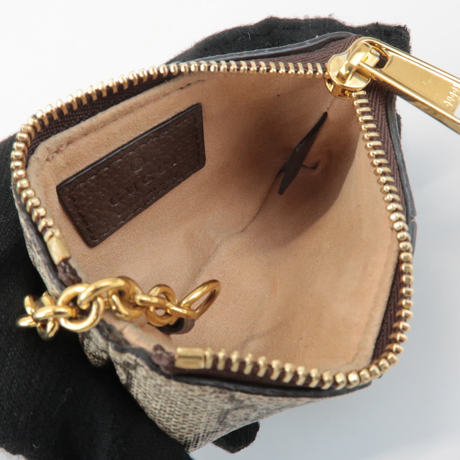 GUCCI Ophidia Sherry GG Supreme Leather Coin Case Key Pouch 671722 Used