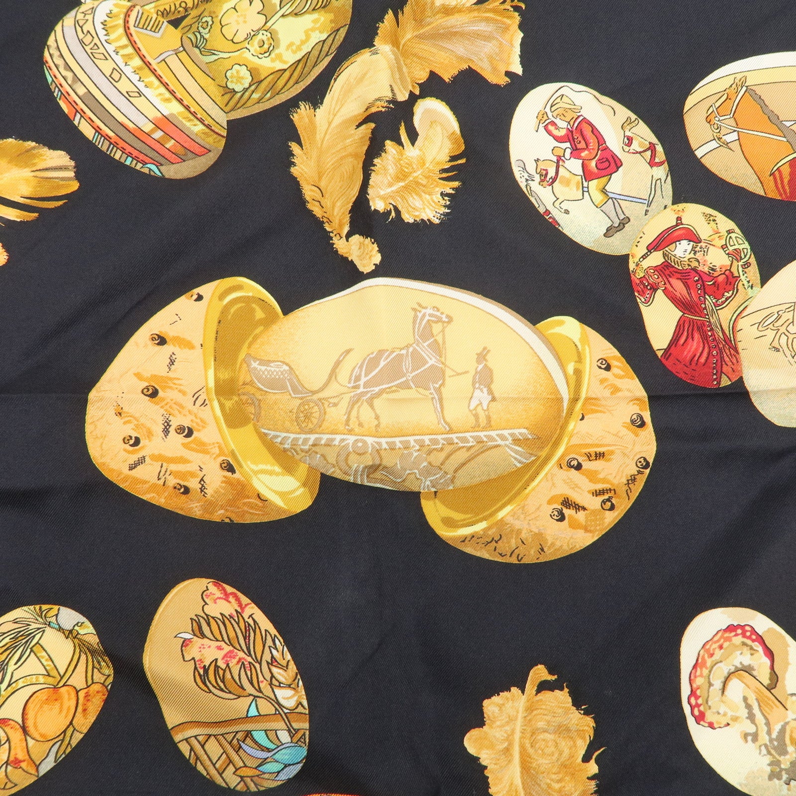 HERMES Carre 90 Silk 100% COUVEE D'HERMES Scarf Black Brown