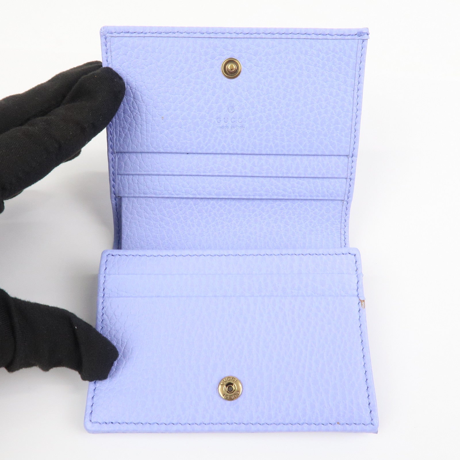 GUCCI Butterfly Calf Leather Bi-Fold Compact Wallet Purple 516929