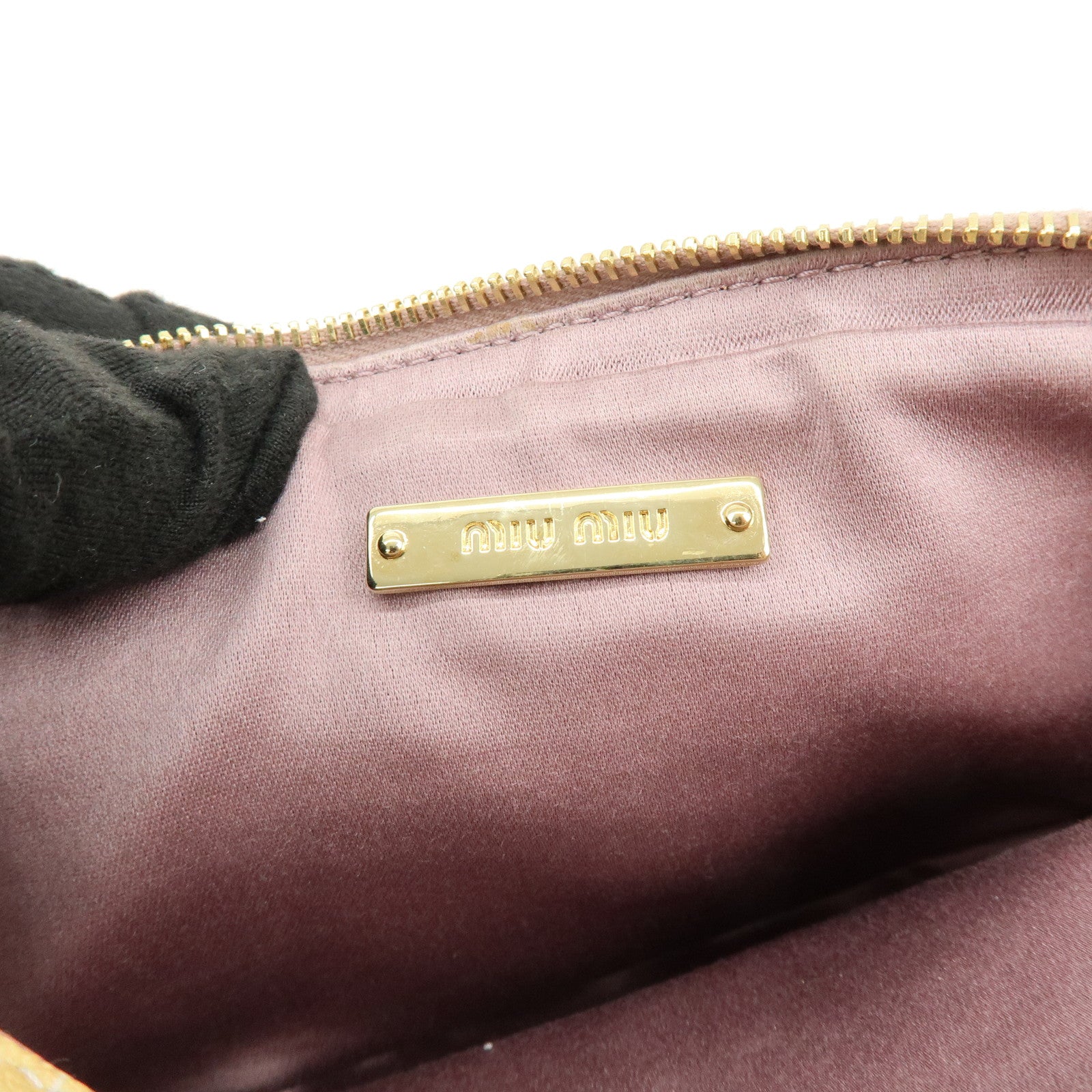 MIU MIU Cat Madras Leather Shoulder Bag Pink Orange White 5NF011