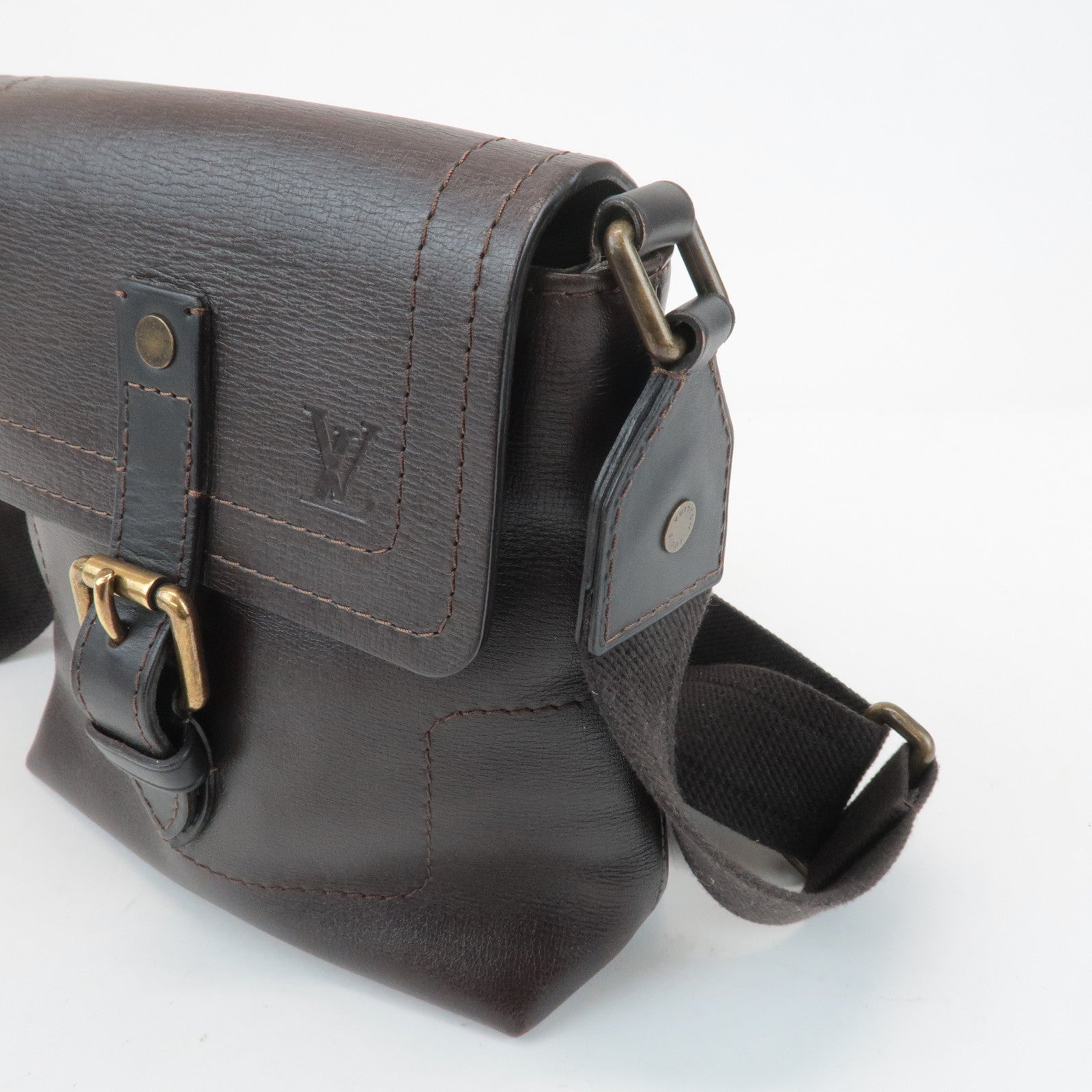 Louis Vuitton Utah Calf Leather Shoulder Bag Crossbody Bag Cafe M92995 Used