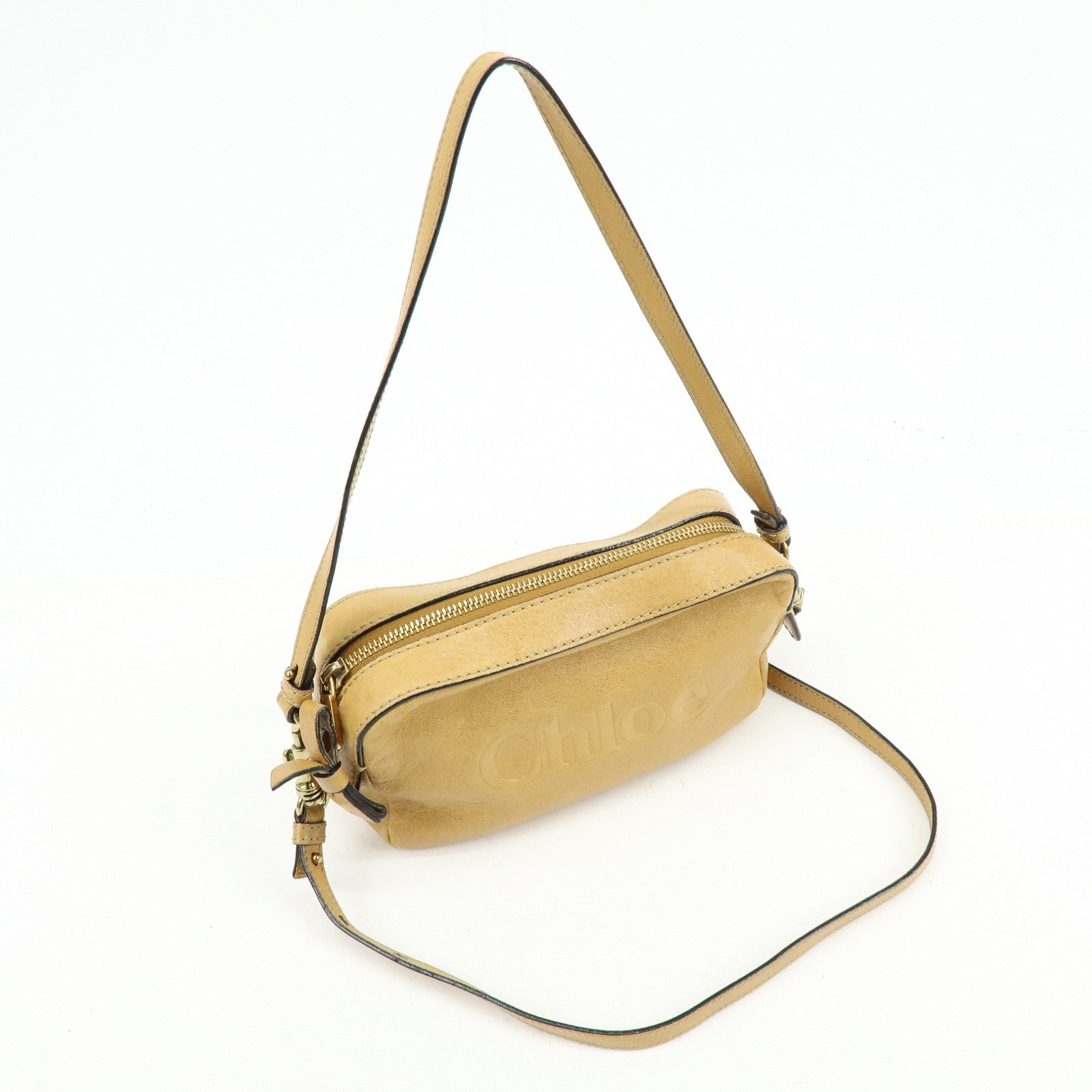 Chloe Shadow Leather 2Way Bag Shoulder Bag Light Brown