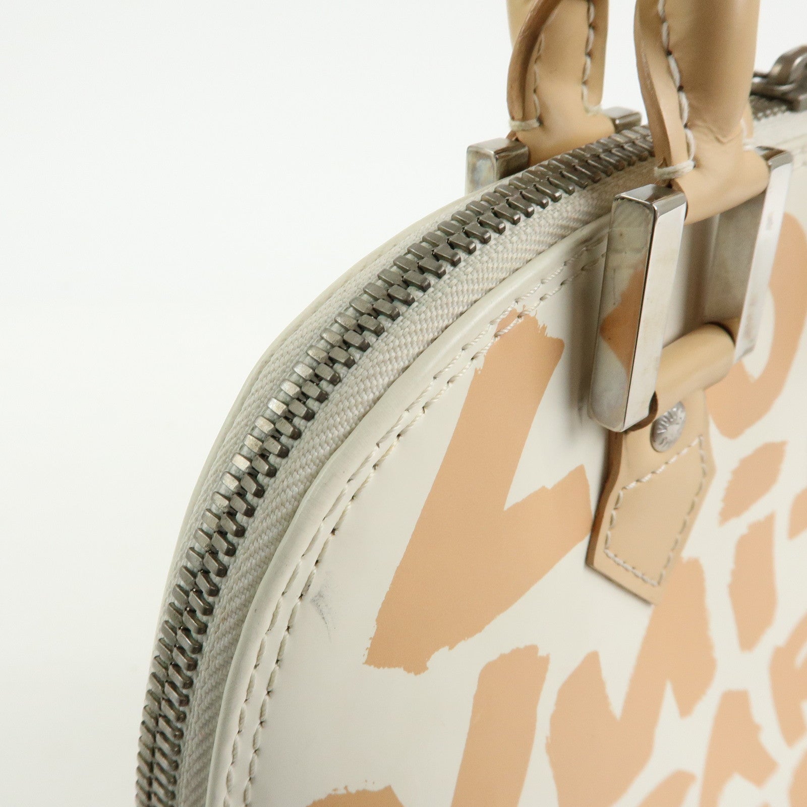 Louis Vuitton Alma MM Graffiti Leather Hand Bag Beige White M92180