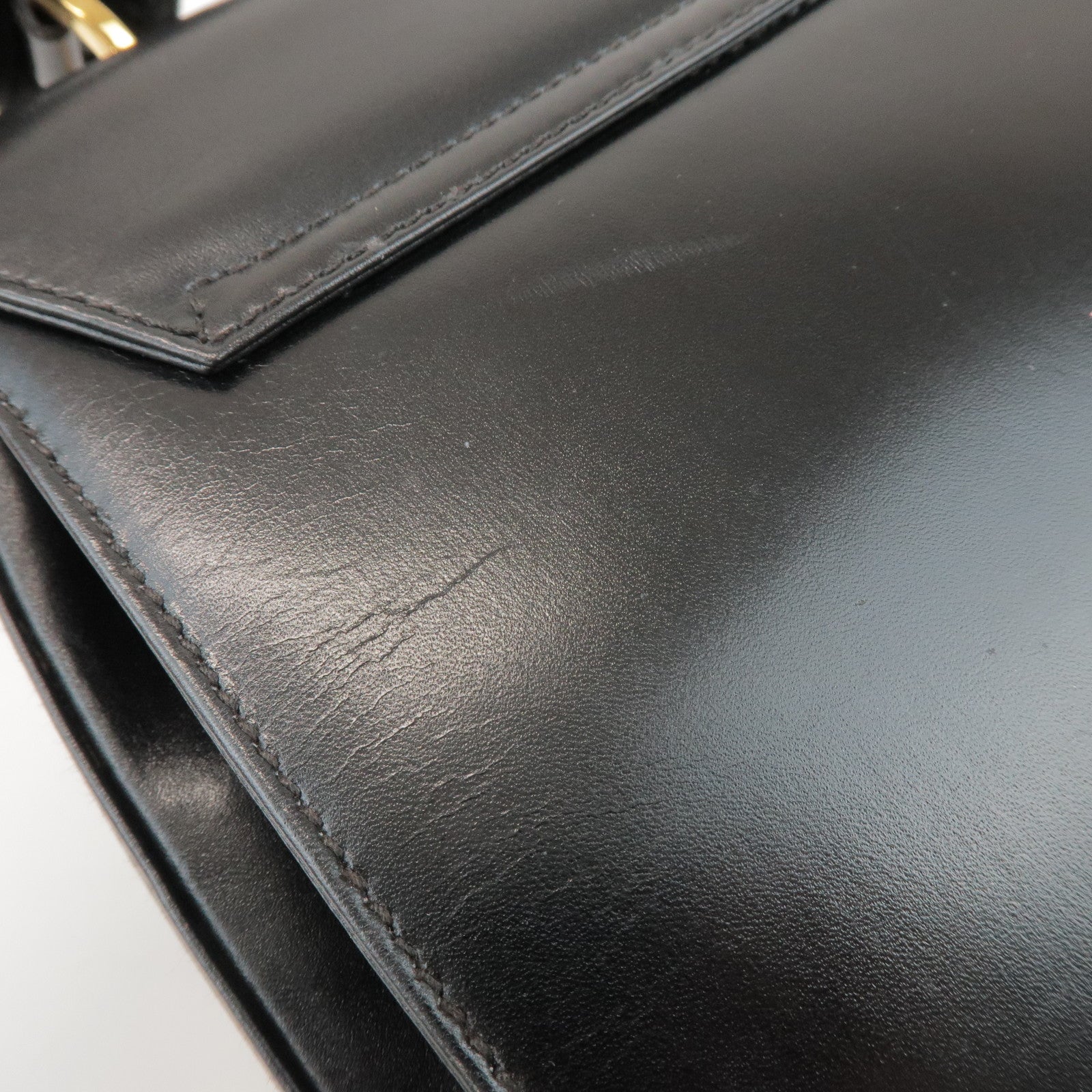 Ferragamo Gancini Calf Leather 2Way Bag Hand Shoulder Bag Black