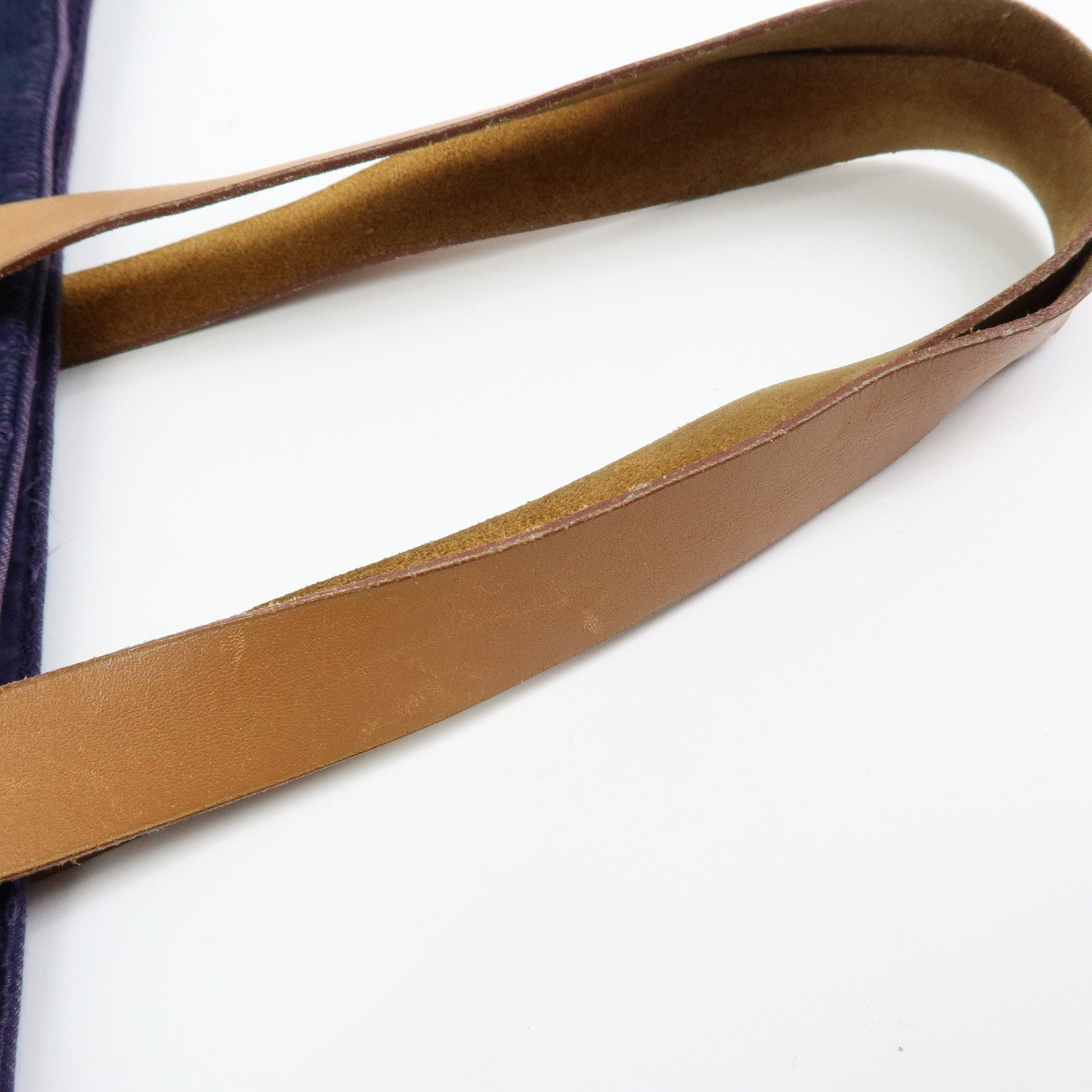 HERMES Amedaba GM Canvas Leather Tote Bag Hand Bag Navy Purple