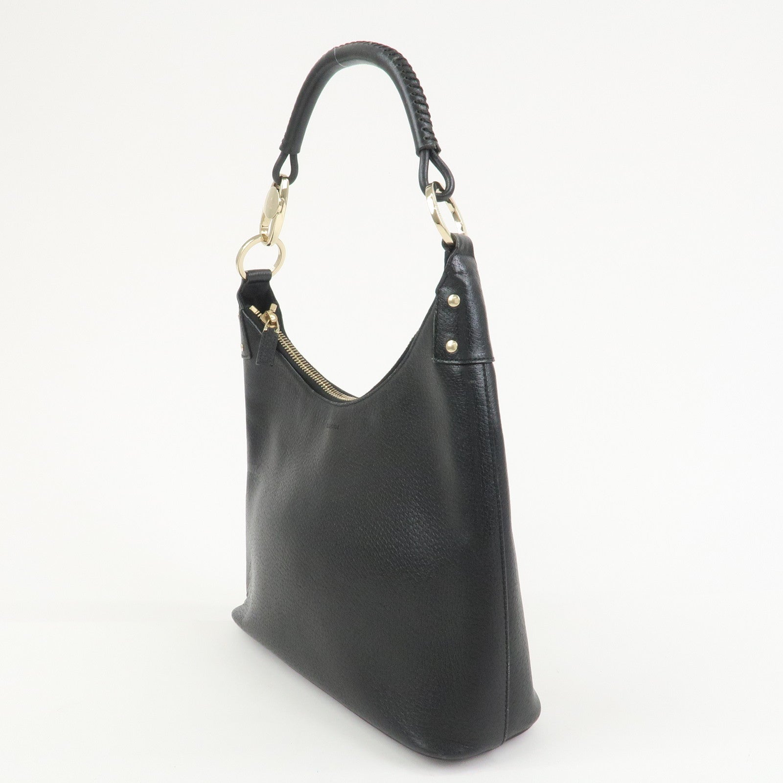 GUCCI Leather Shoulder Bag Hand Bag Black 115003