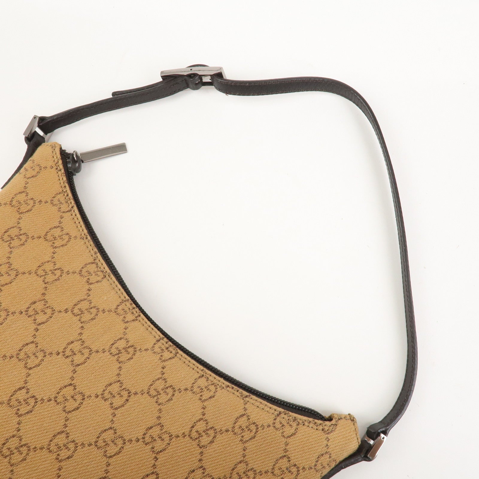 GUCCI GG Canvas Leather Hand Bag Shoulder Bag Brown 32160