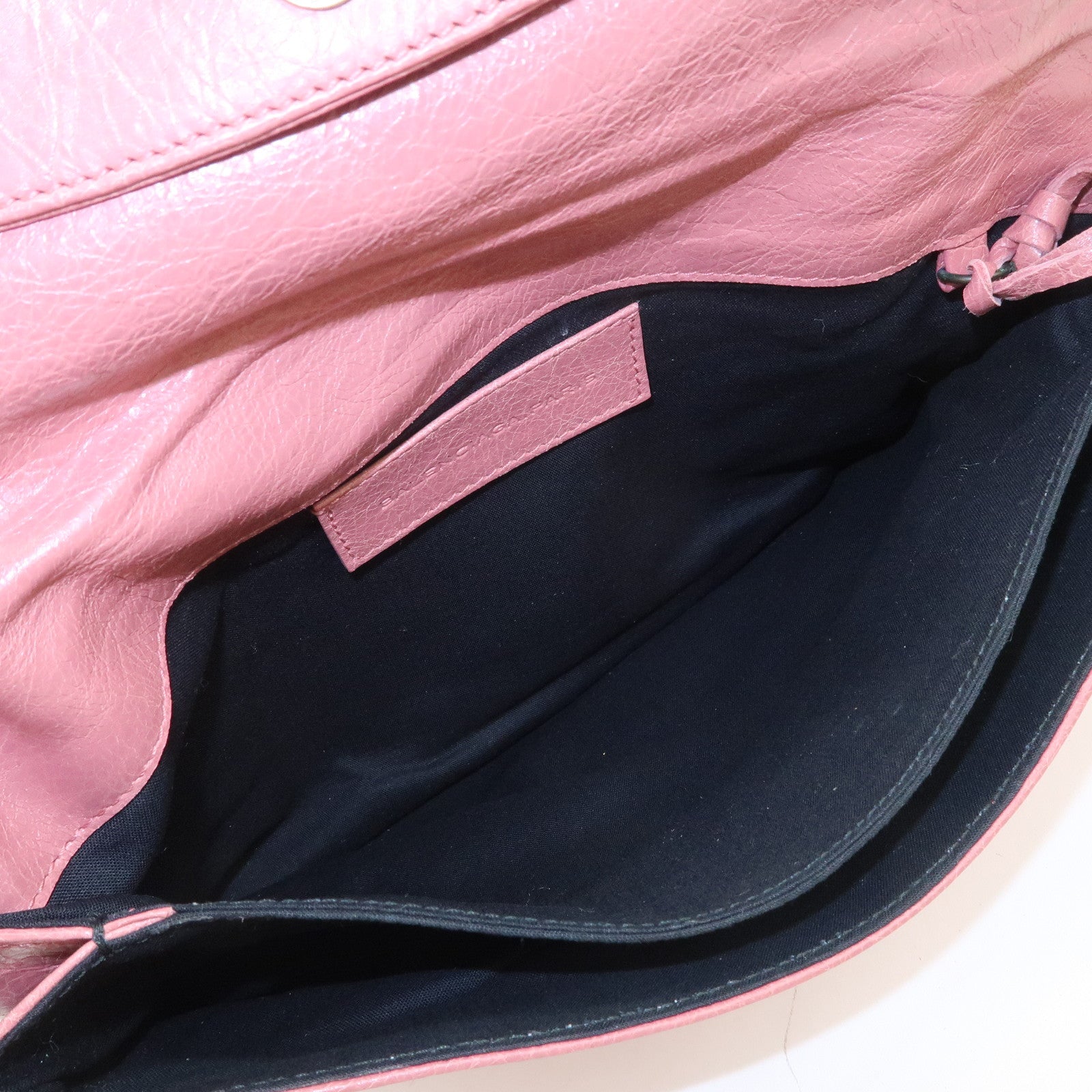 BALENCIAGA Logo Leather Giant Clutch Bag Pink