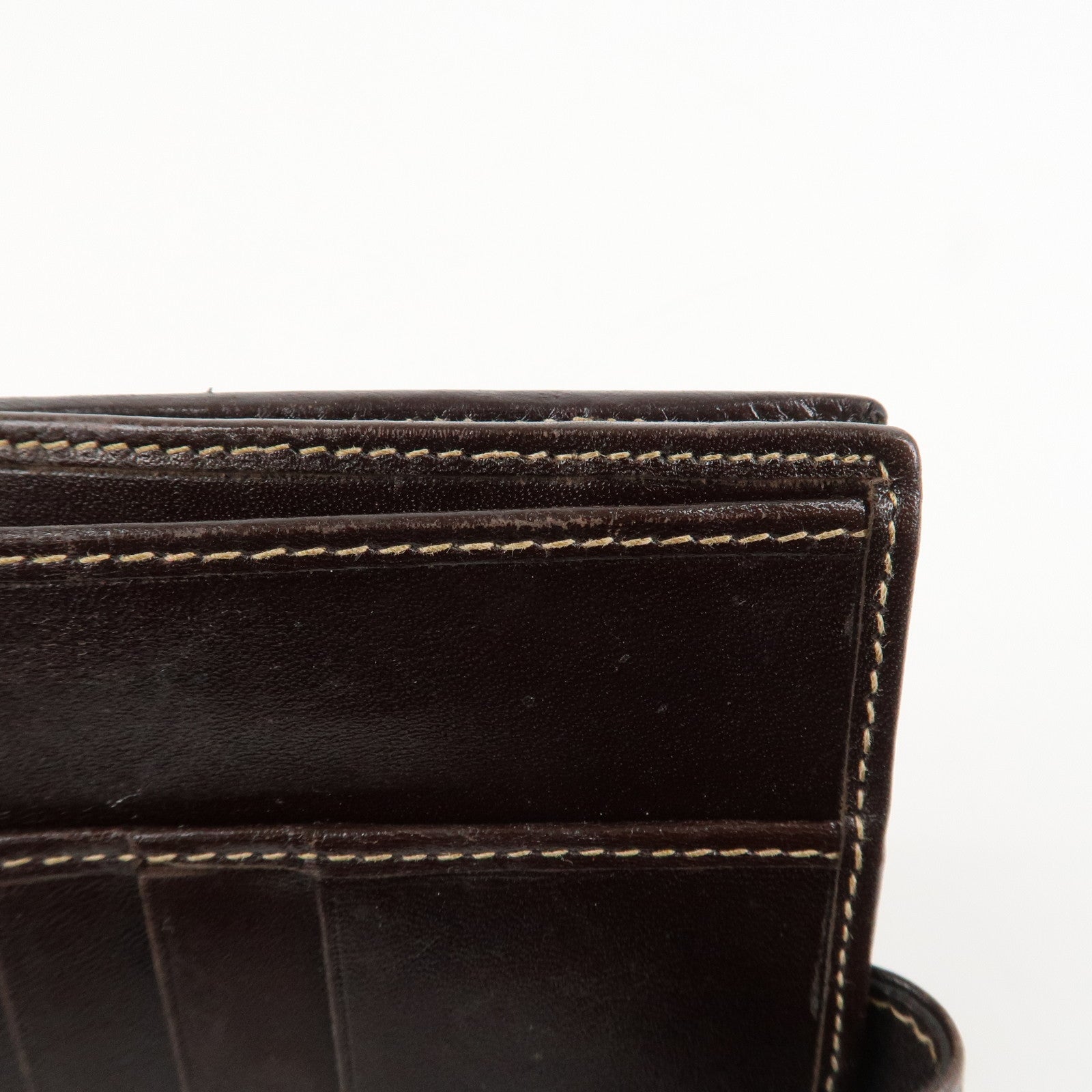 FENDI Zucca Canvas Leather Bi-Fold Wallet Brown Black Used