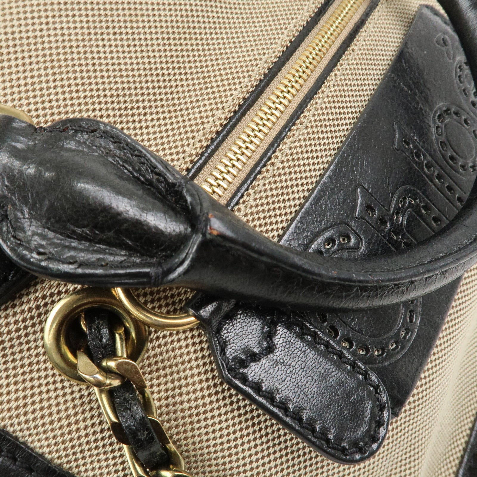 Chloe Harley Canvas Leather 2Way Bag Hand Bag Shoulder Bag Black