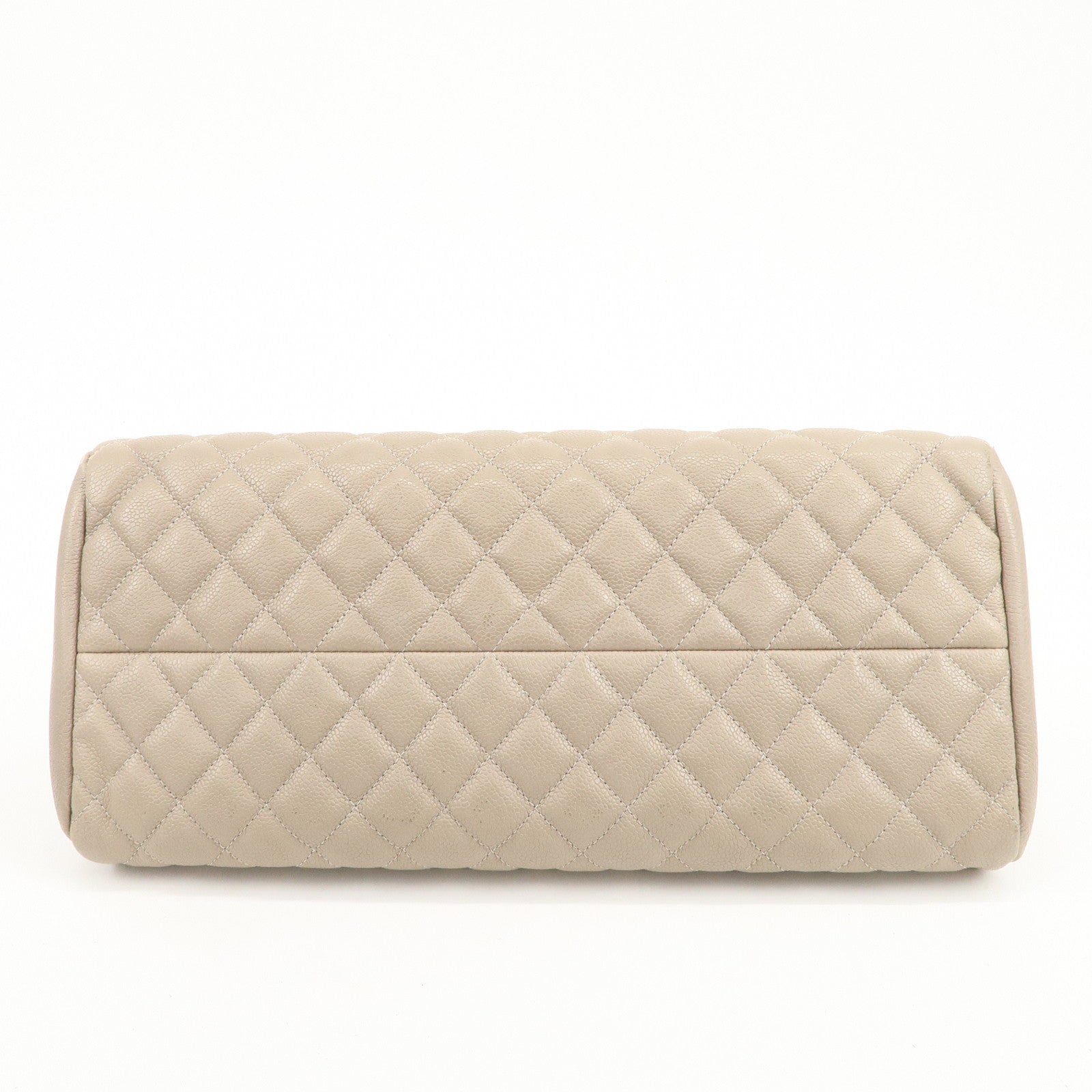 CHANEL Mademoiselle Caviarskin Shoulder Bag Hand Bag Greige Silver