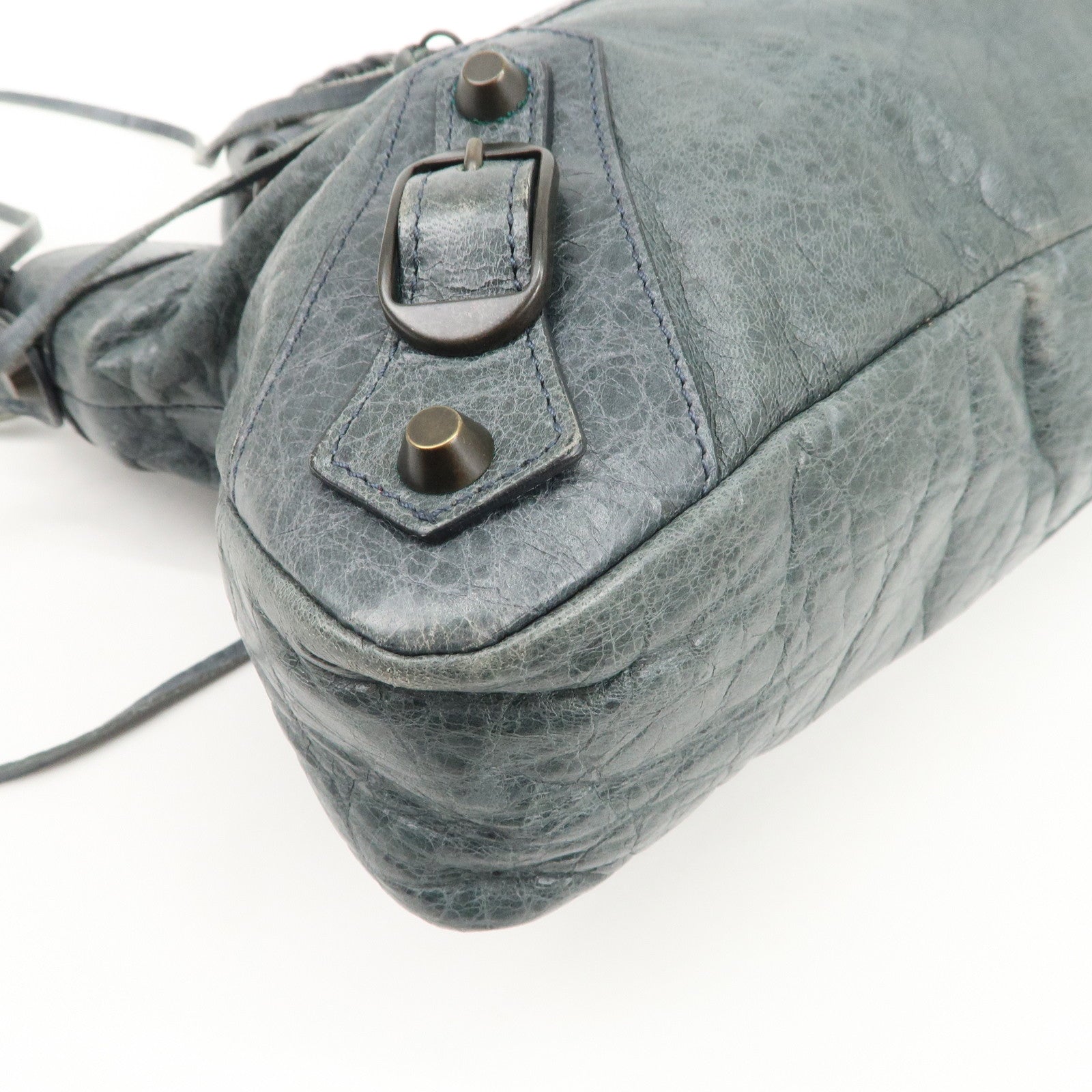 BALENCIAGA The First Leather 2Way Bag Shoulder Bag Gray 103208 Used