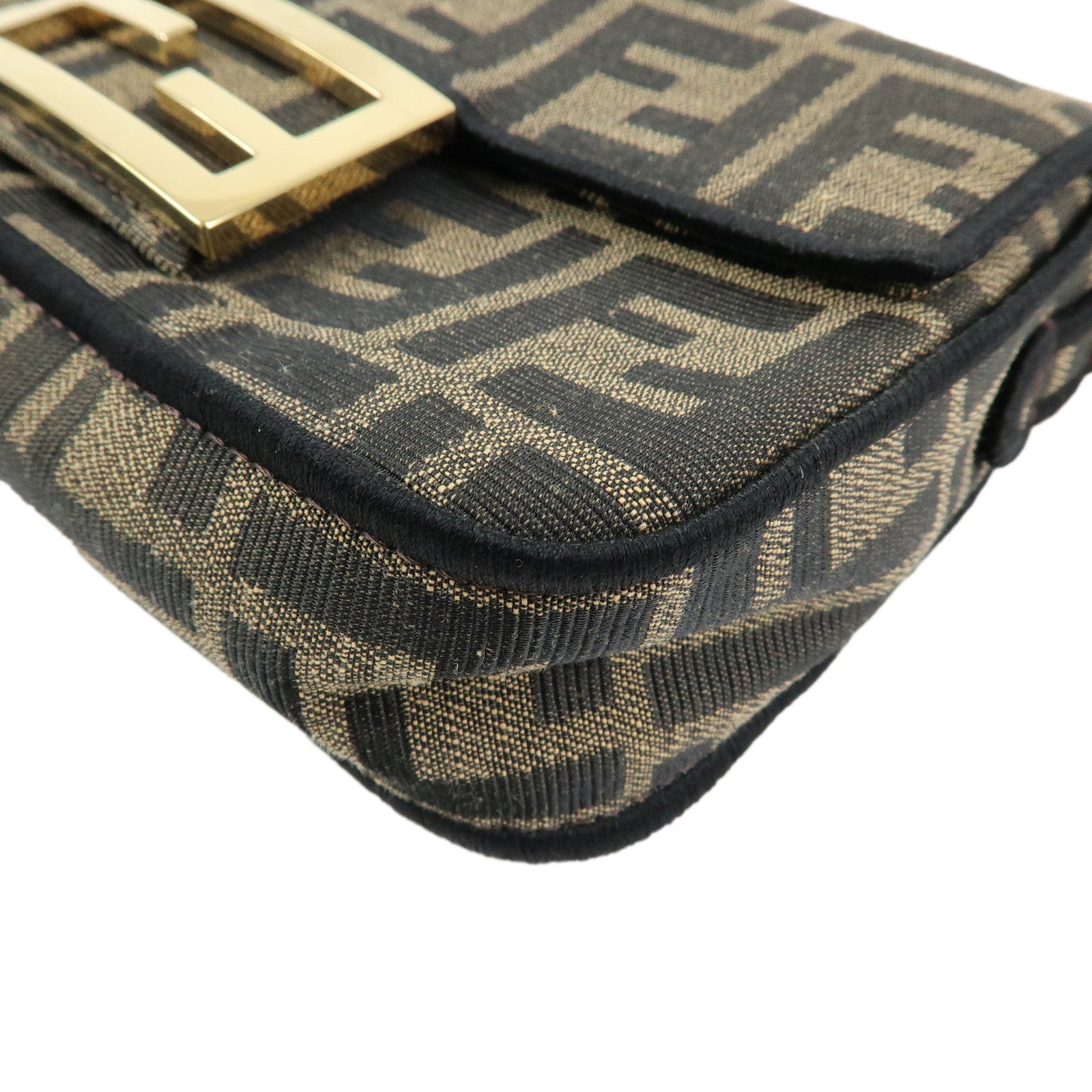 FENDI Zucca Jaquard Canvas Baguette Small 2Way Hand Bag Brown 8BS017