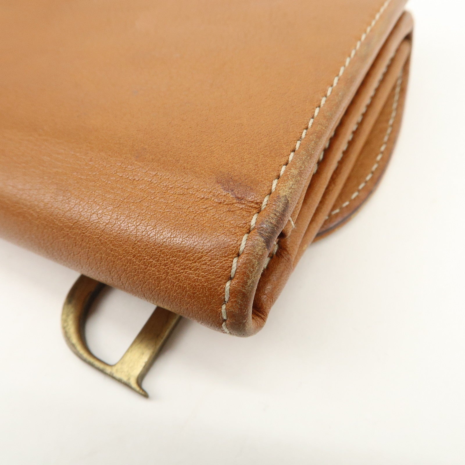Christian Dior Leather Saddle Long Bi-fold Wallet Brown