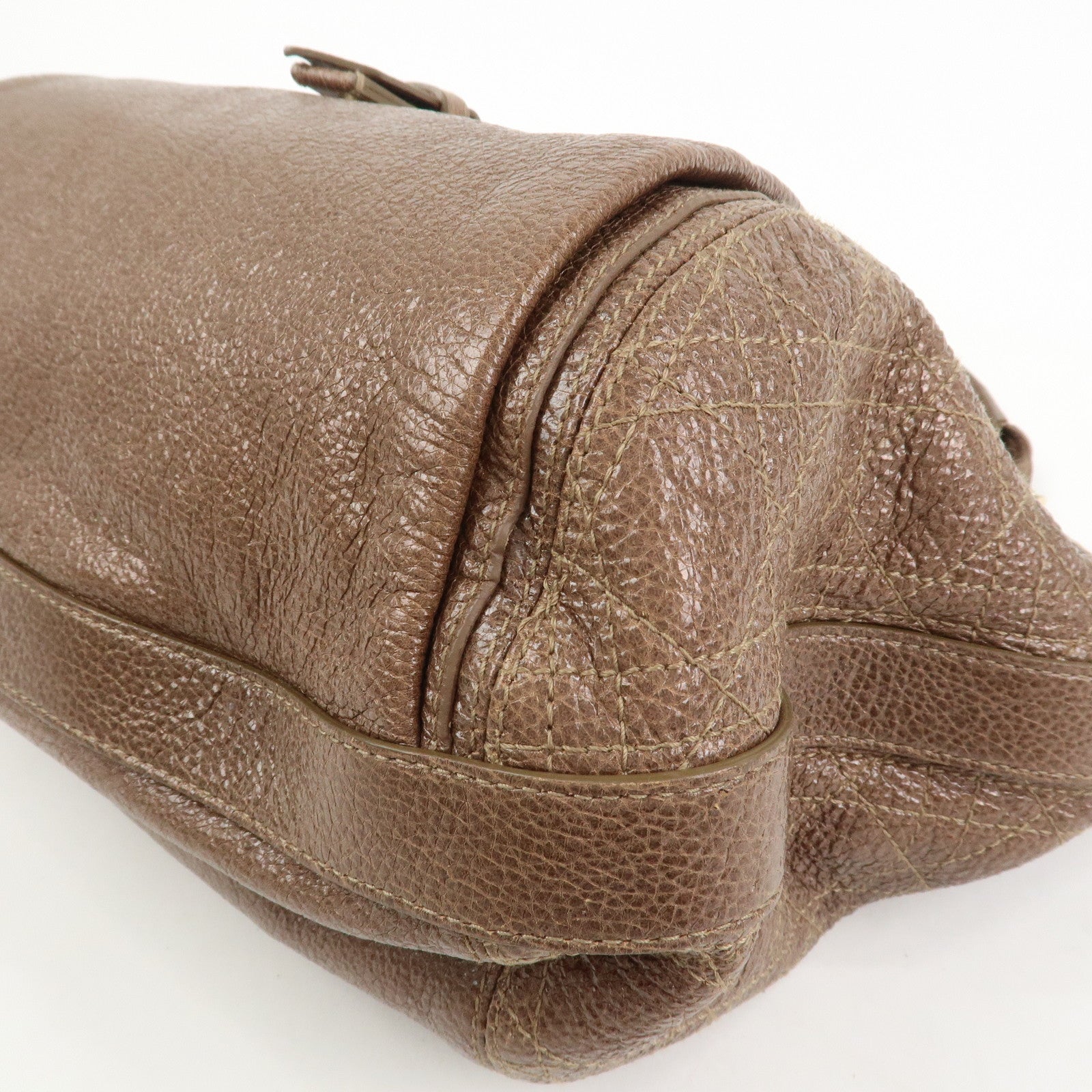 Christian Dior Lady Dior Leather Tote Bag Shoulder Bag Brown